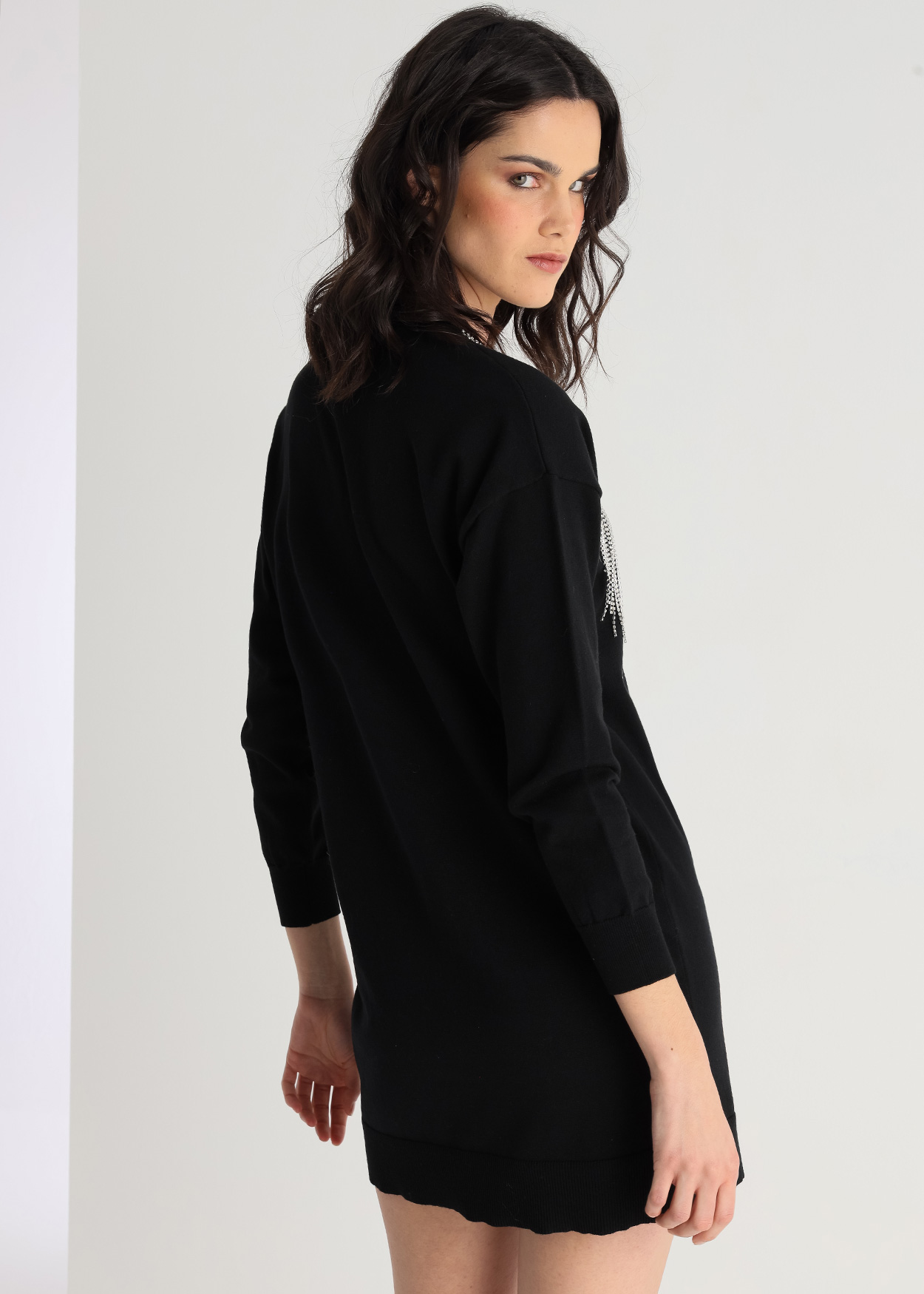 Vestido Curto de tricô Senhora Preto