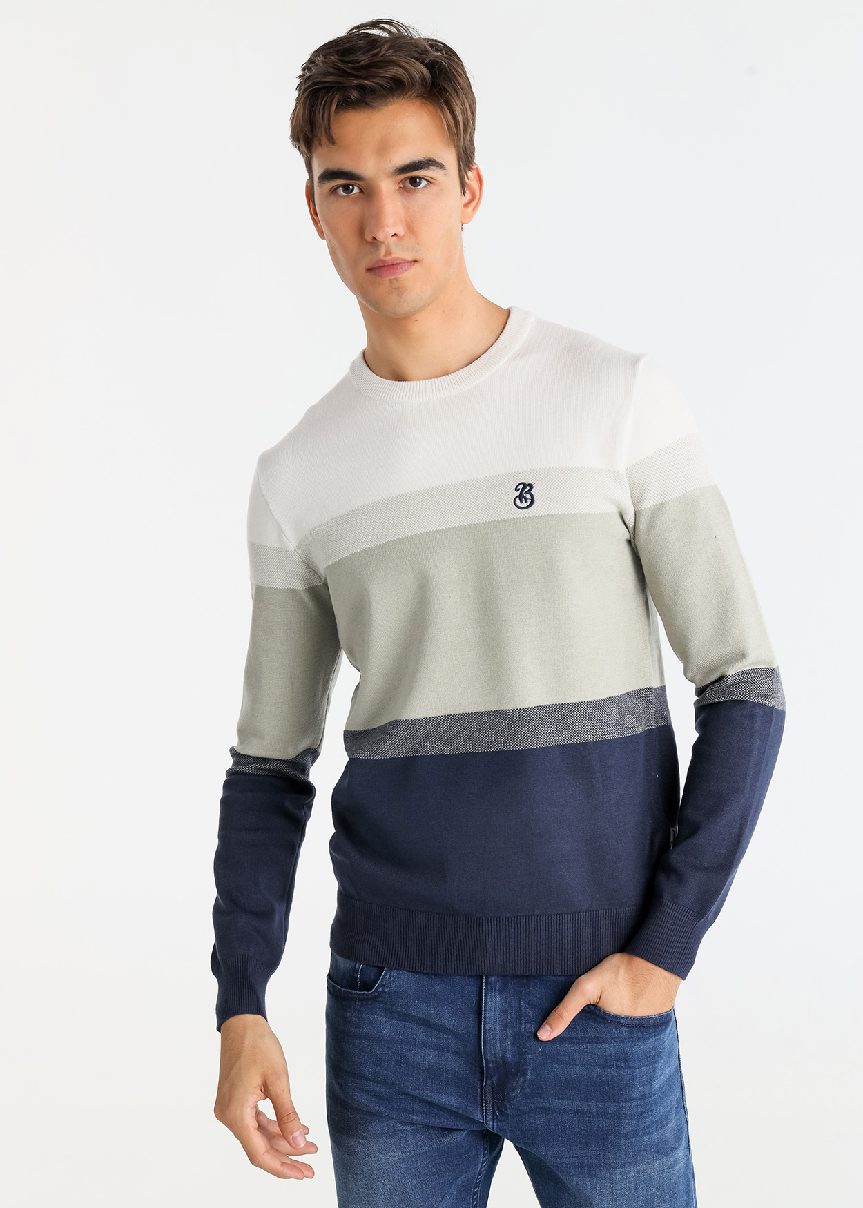 Camisola Riscas Cinzento