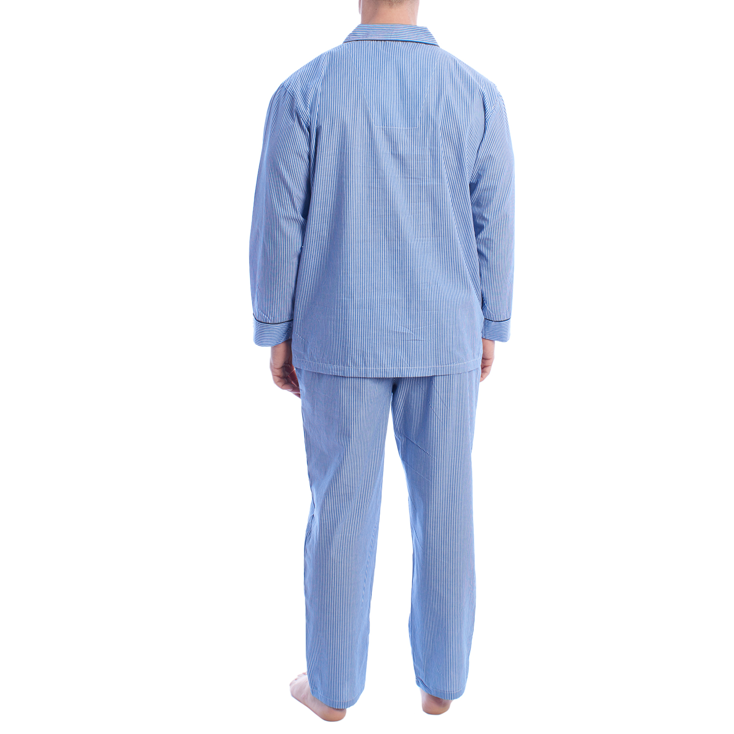 Pijama de Manga Comprida Riscas Azuis