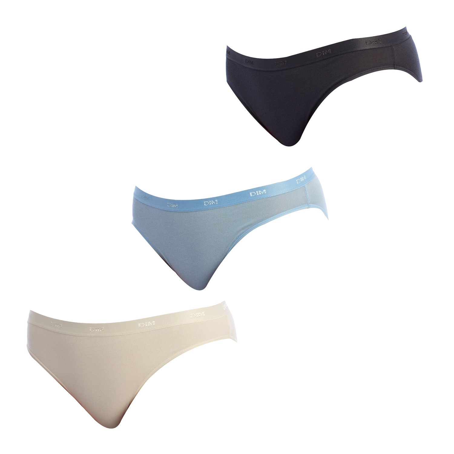 Pack 3 Cuecas Senhora Les Pockets Preto Azul e Bege