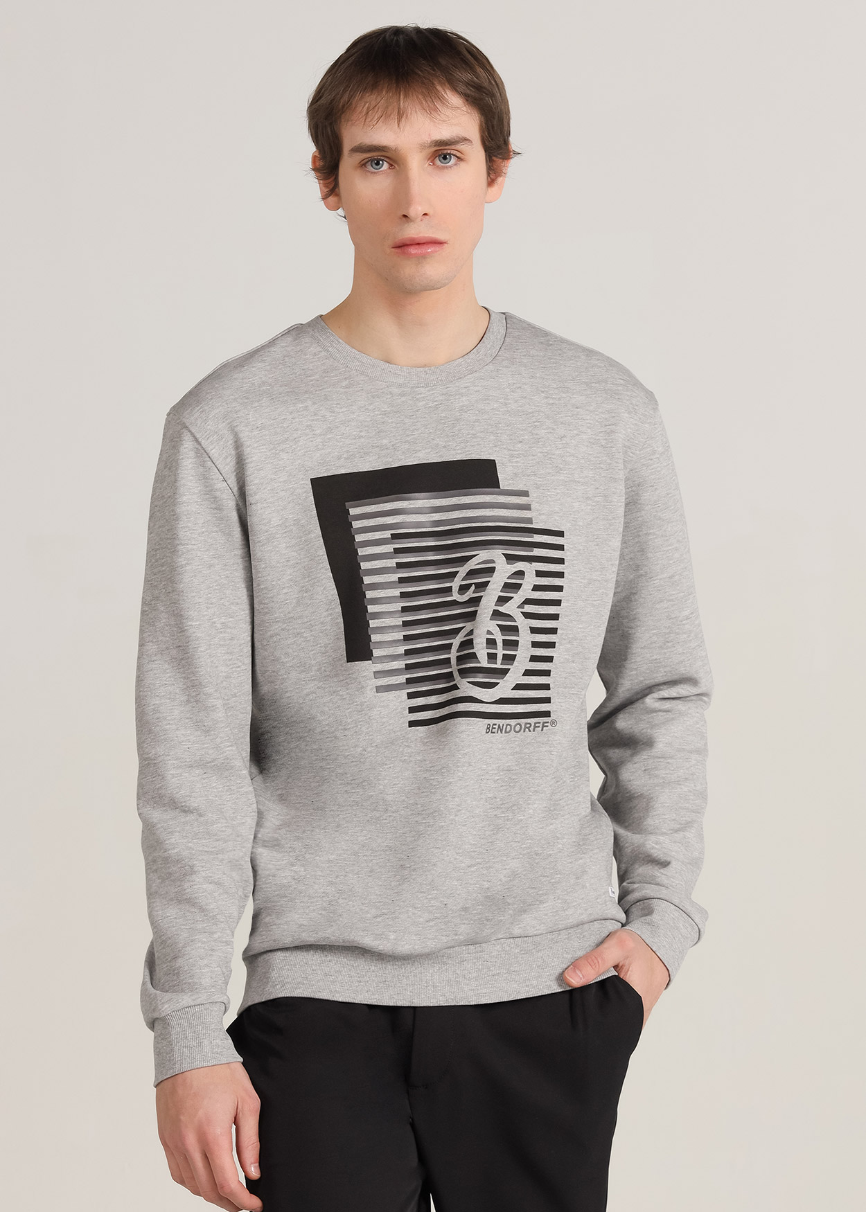 Sweatshirt com Gola Redonda Cinzento
