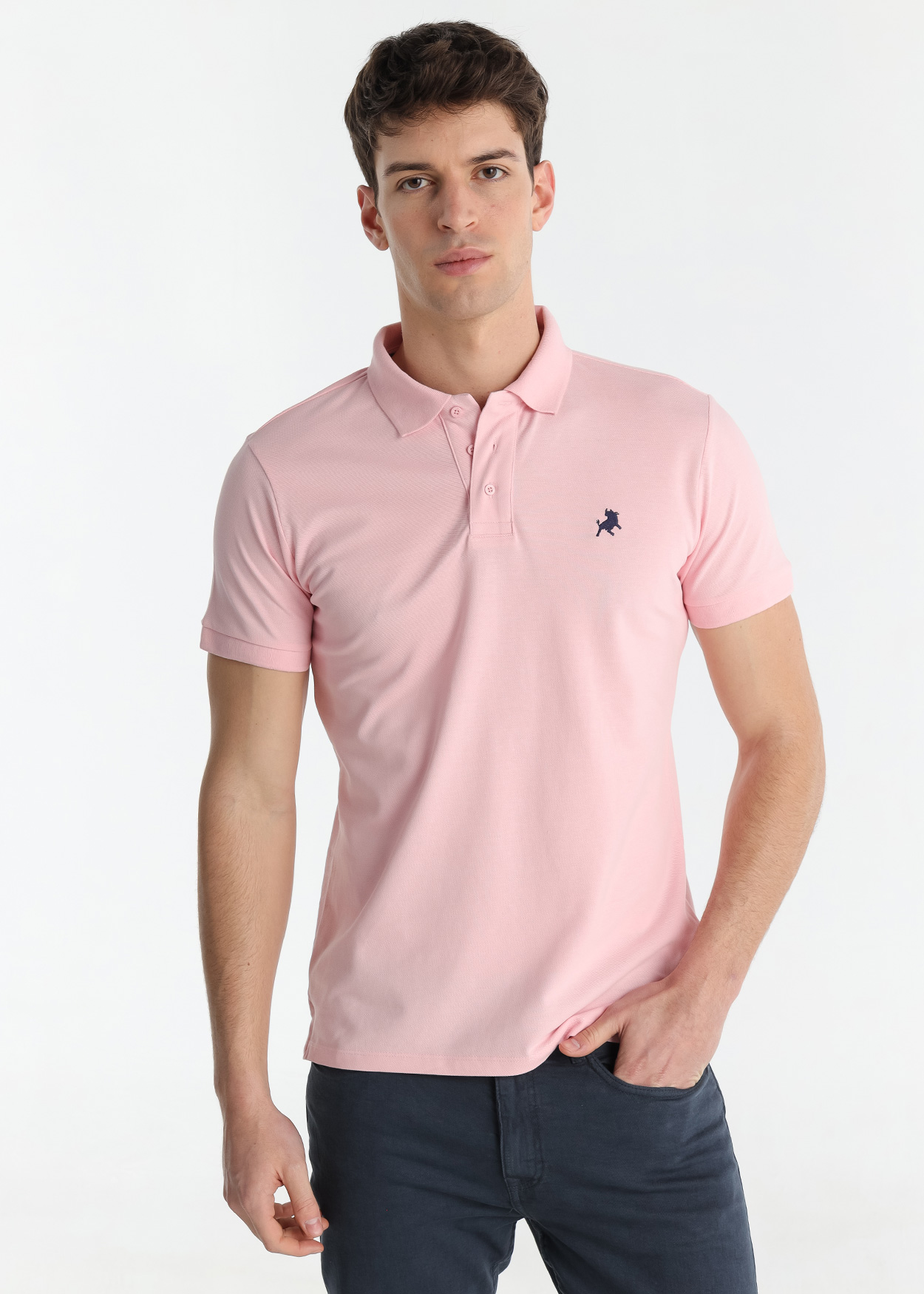 Pólo Clássico Homem Rosa