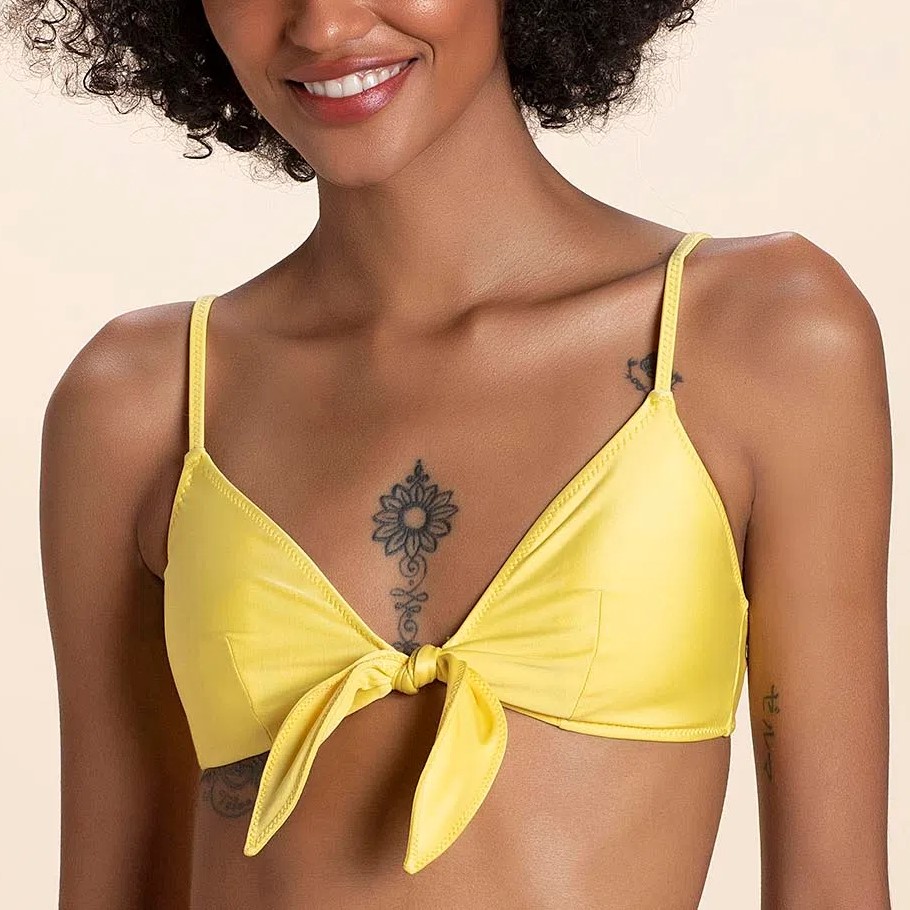 Top Biquini Liso Coordenado Amarelo
