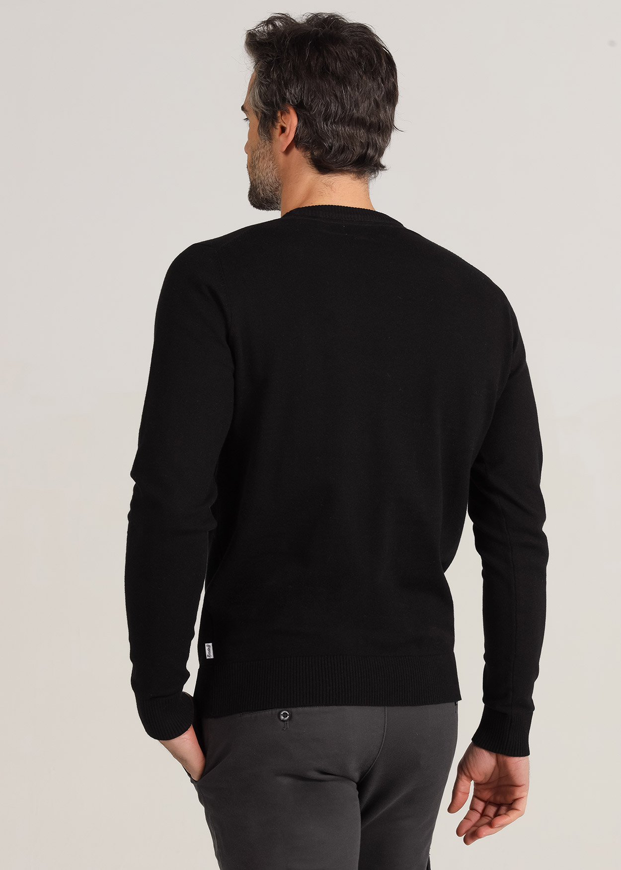 Camisola de gola redonda geométricos Preto