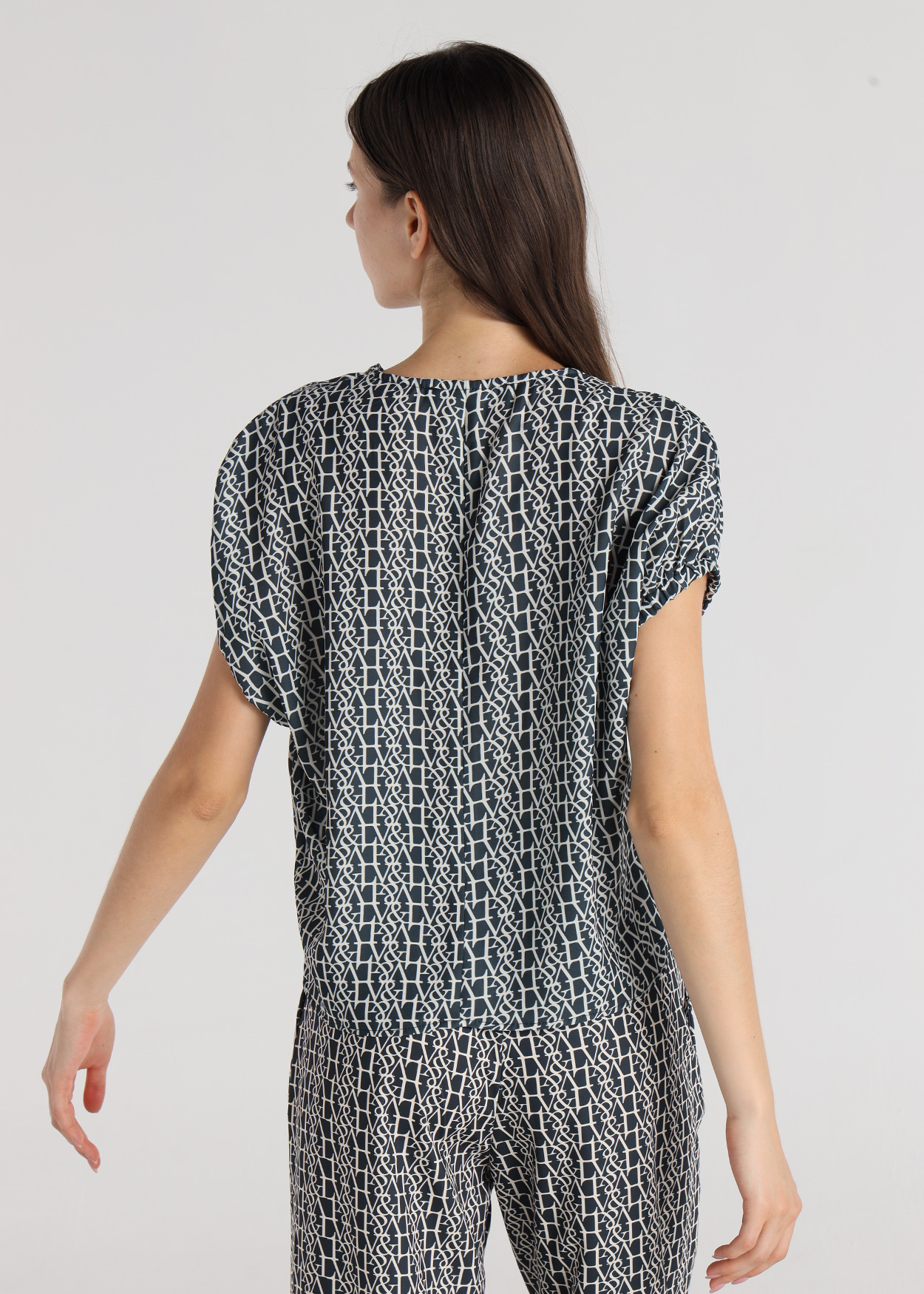 Blusa de manga curta Senhora Azul