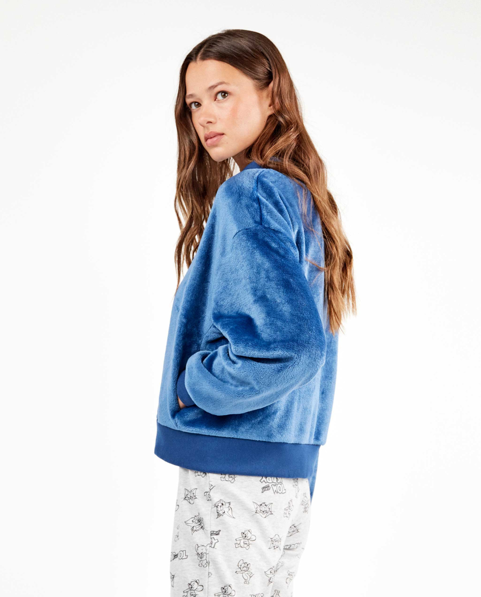 Casaco bomber felpudo Azul