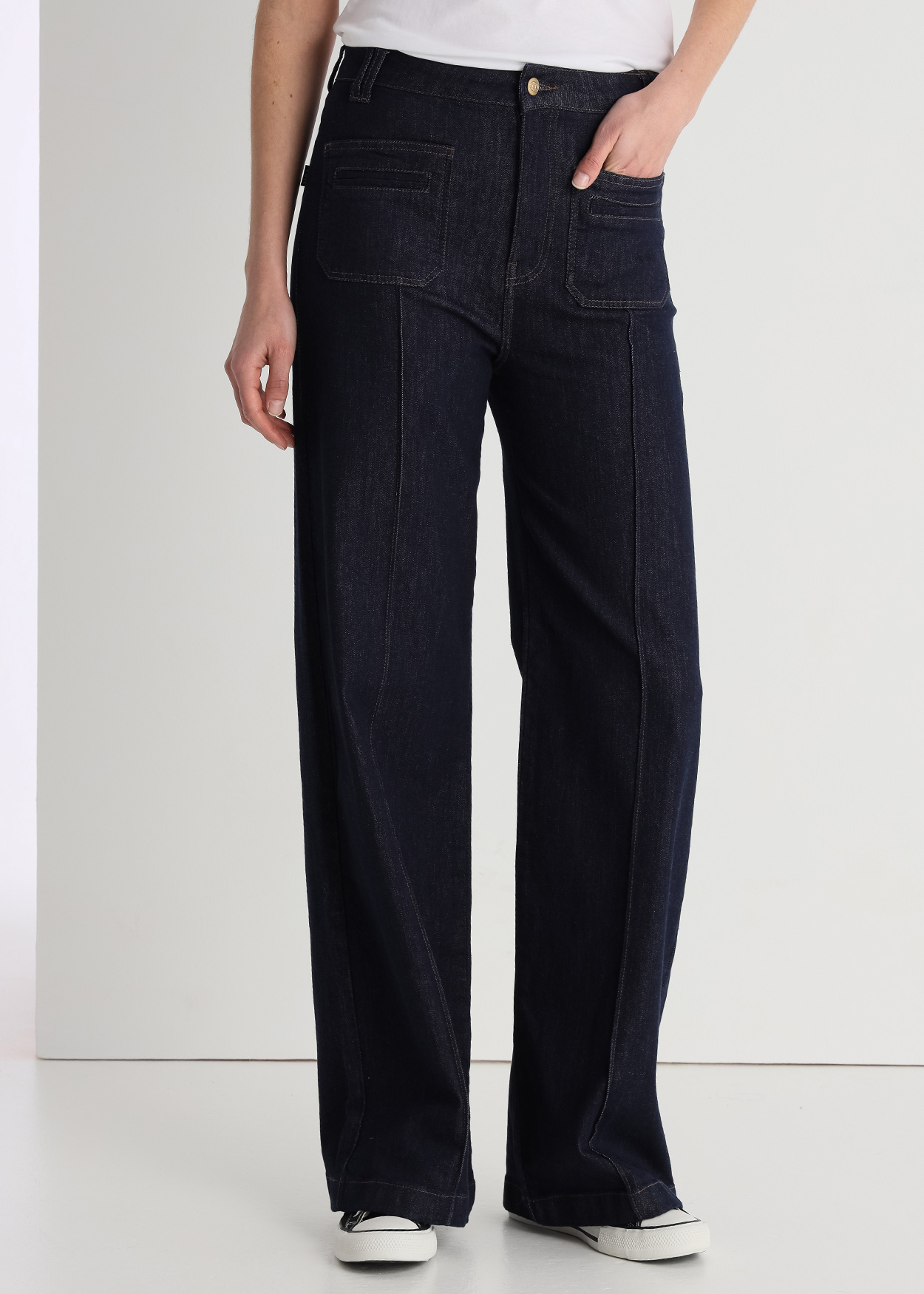 Calças de Ganga Larga Senhora Azul