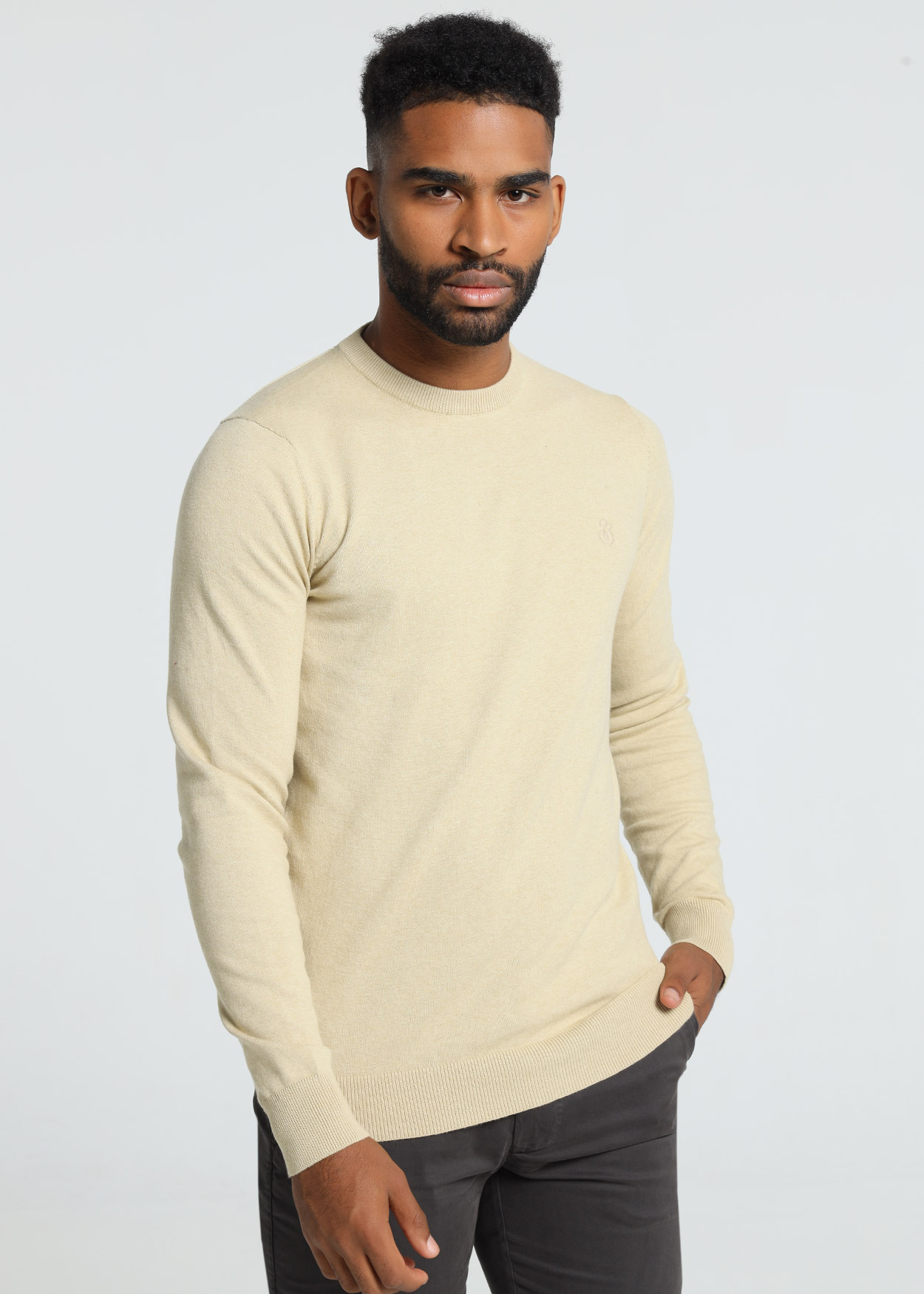 Camisola de gola redonda Bege