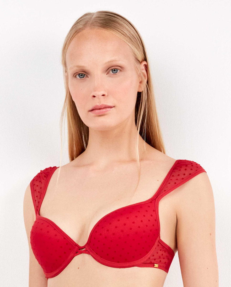 Soutien Push-Up em tule plumetti Vermelho