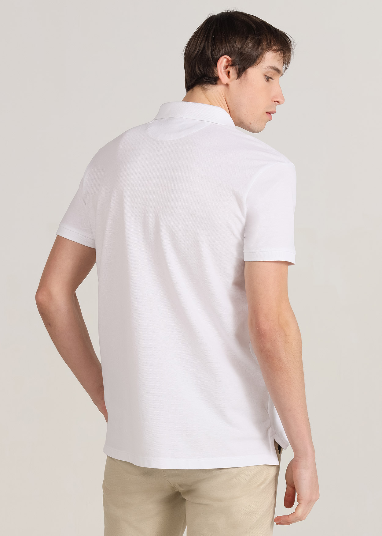 Pólo de piqué de manga curta Branco