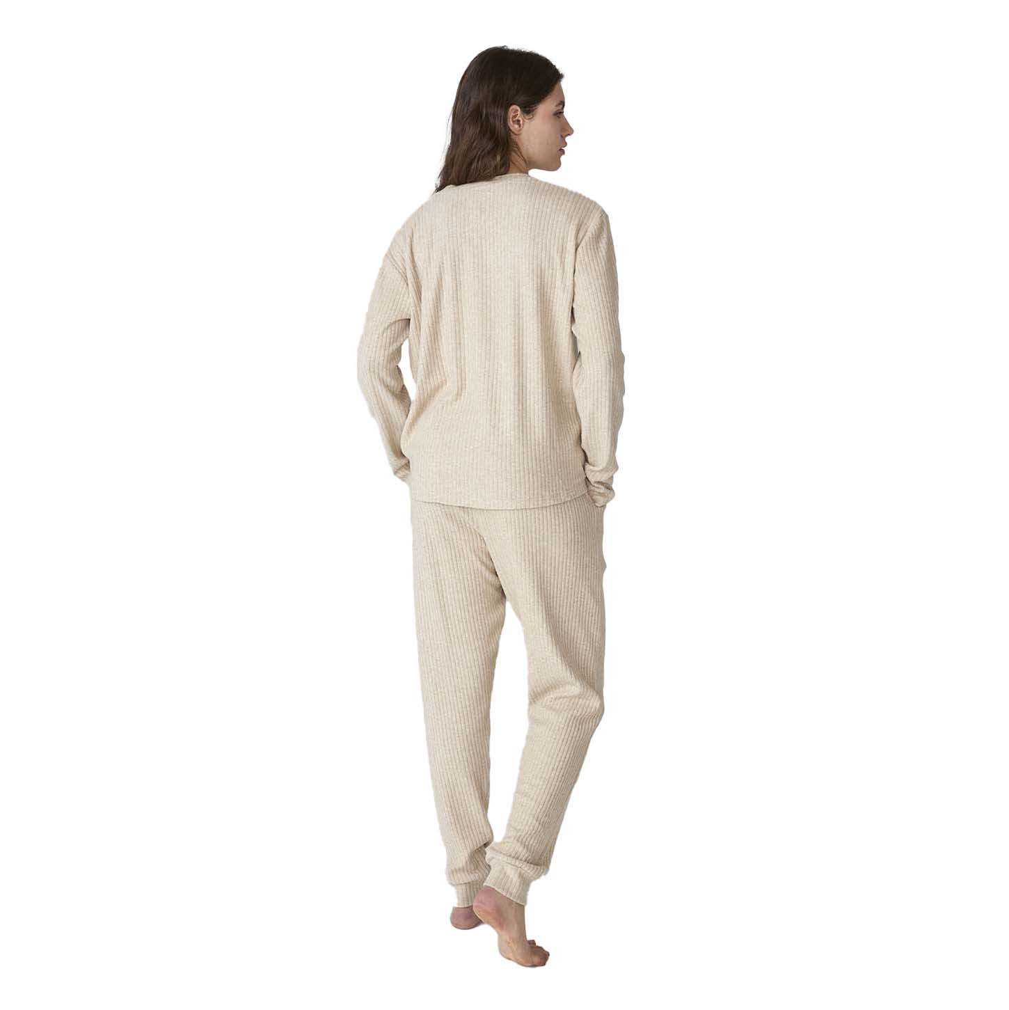 Pijama Senhora Manga Comprida Bege