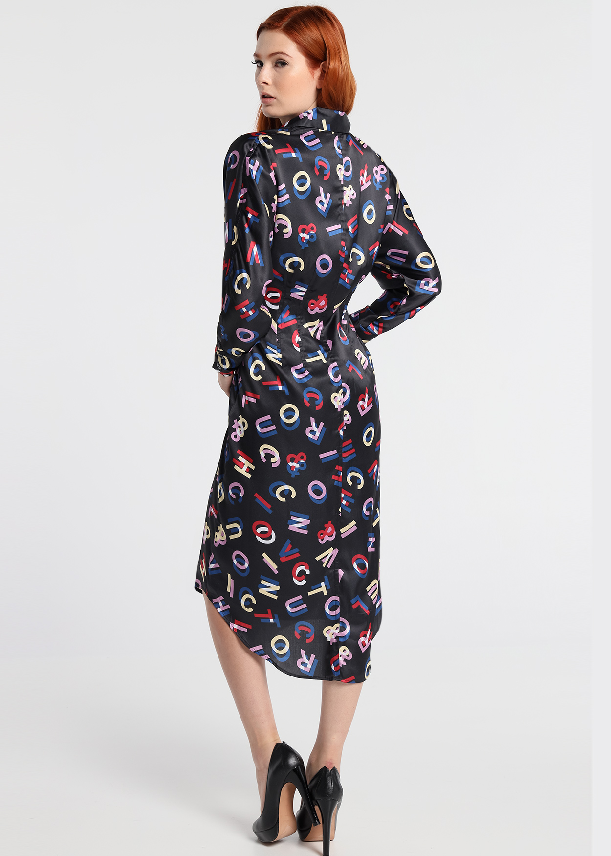 Vestido Comprido de cetim Senhora Multicolorido