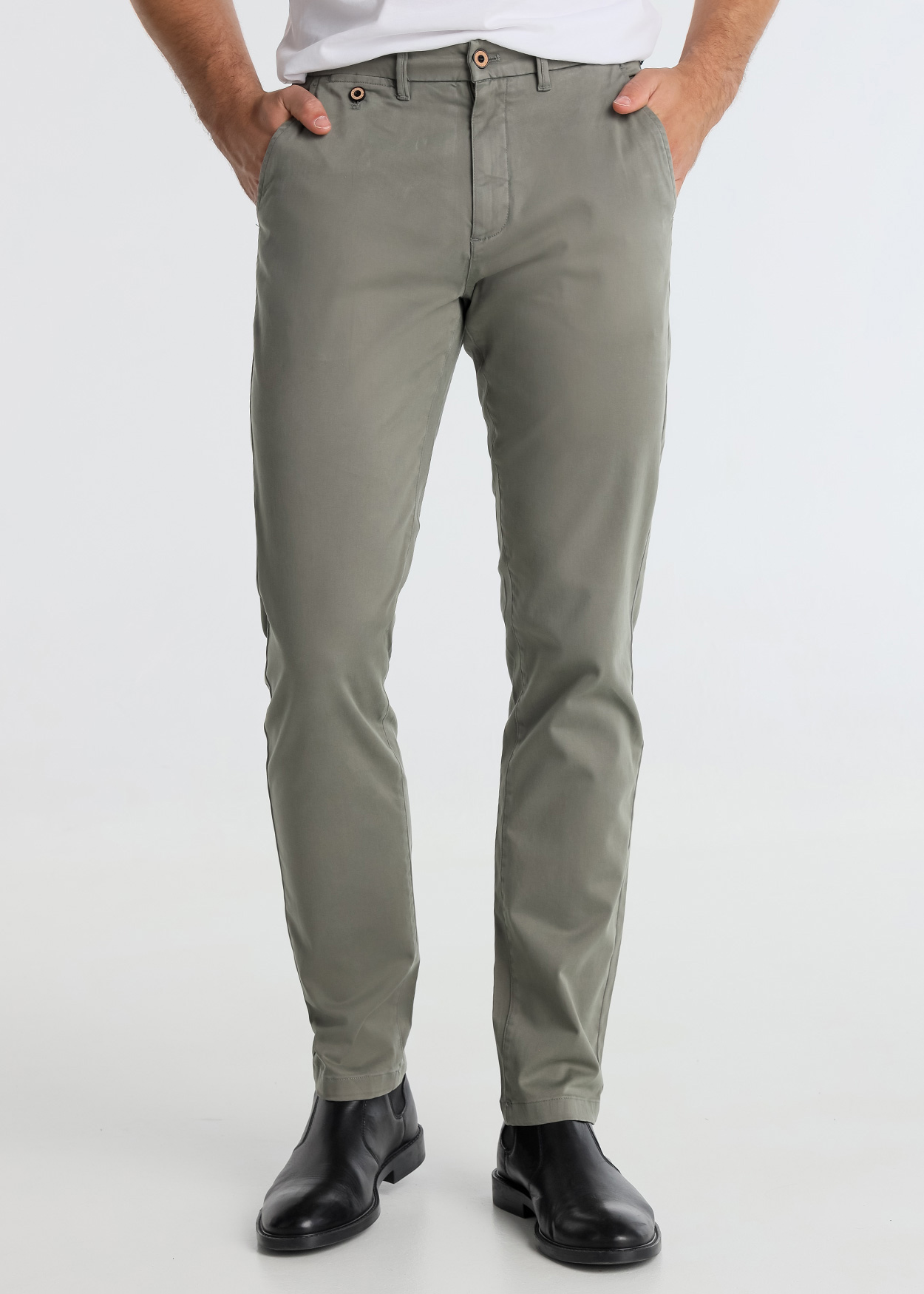 Calças Chino Slim Homem Cinza