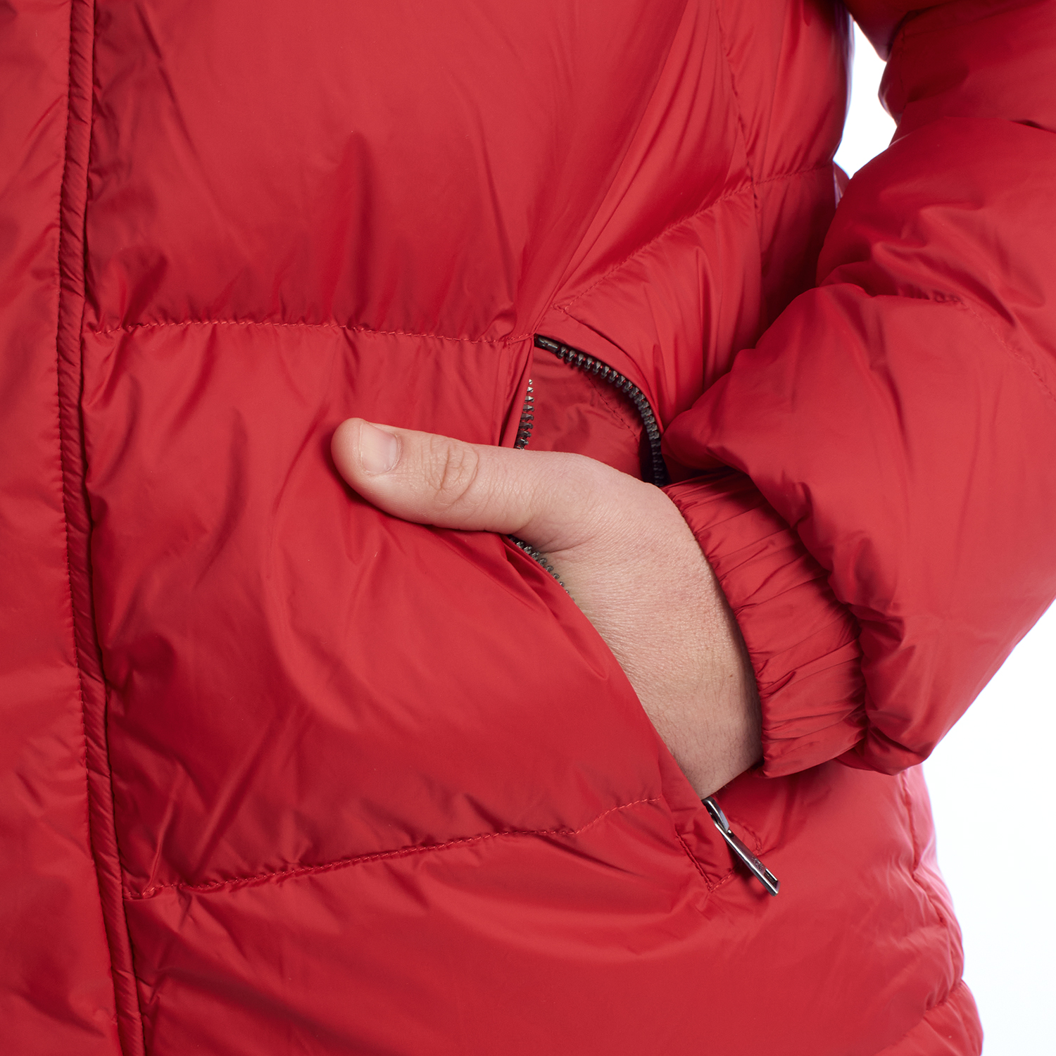 Casaco Acolchoado Homem com Capuz Vermelho