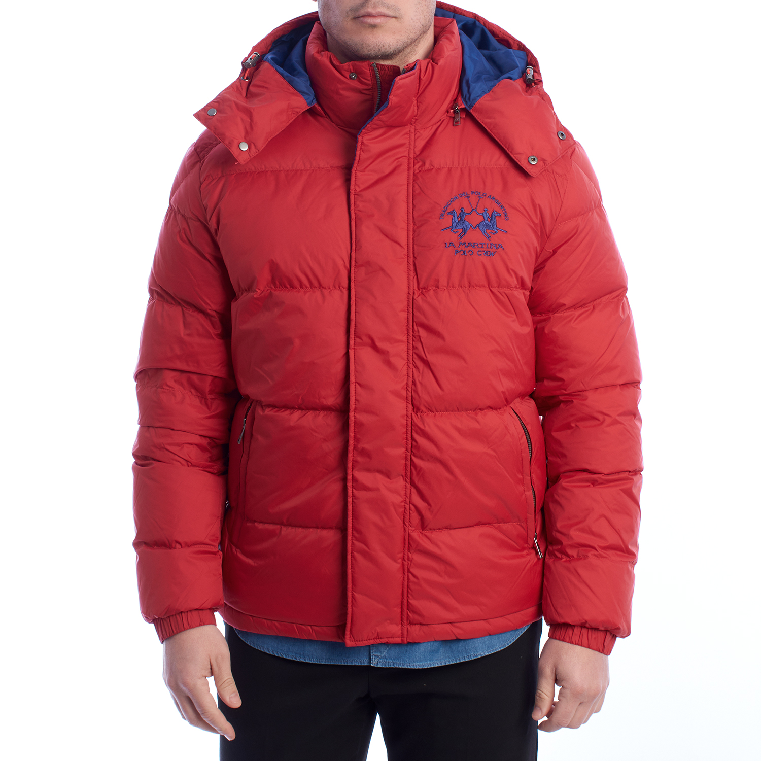 Casaco Acolchoado Homem com Capuz Vermelho