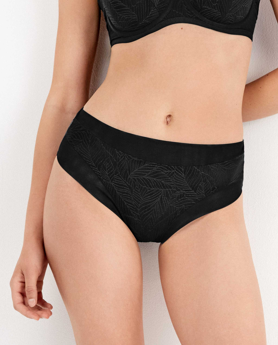 Cuecas de cintura alta Preto