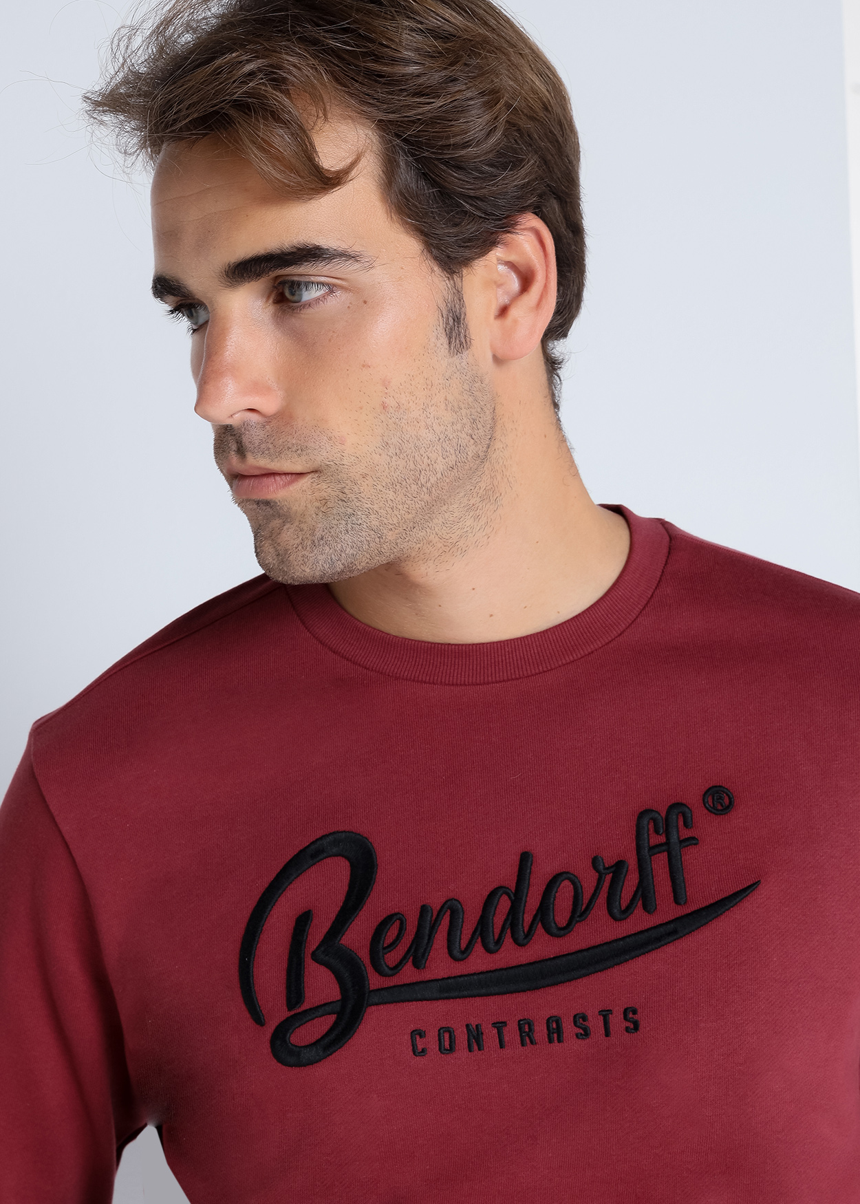 Sweatshirt básico de gola redonda Vermelho