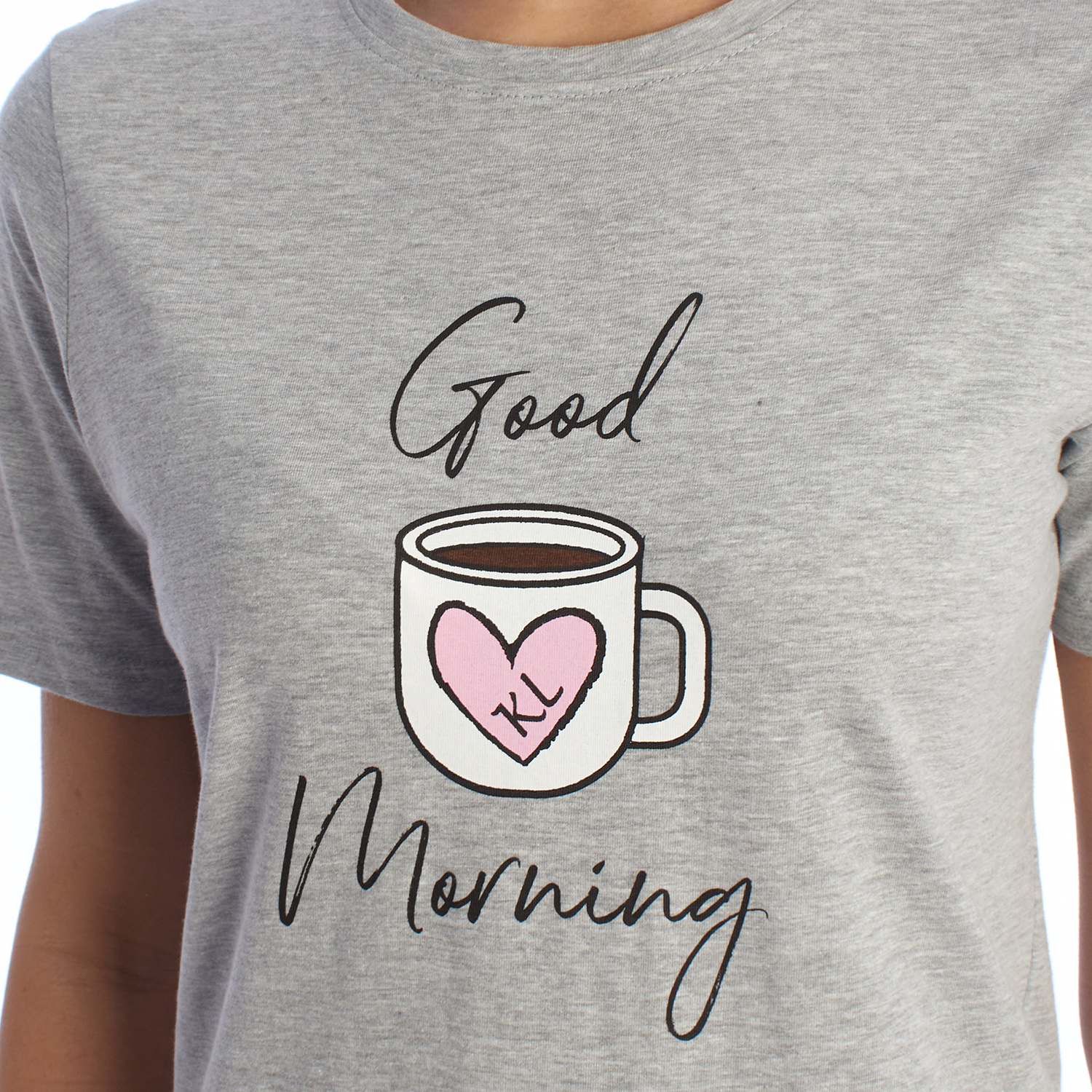 Pijama de Manga Curta Cinzento-Rosa