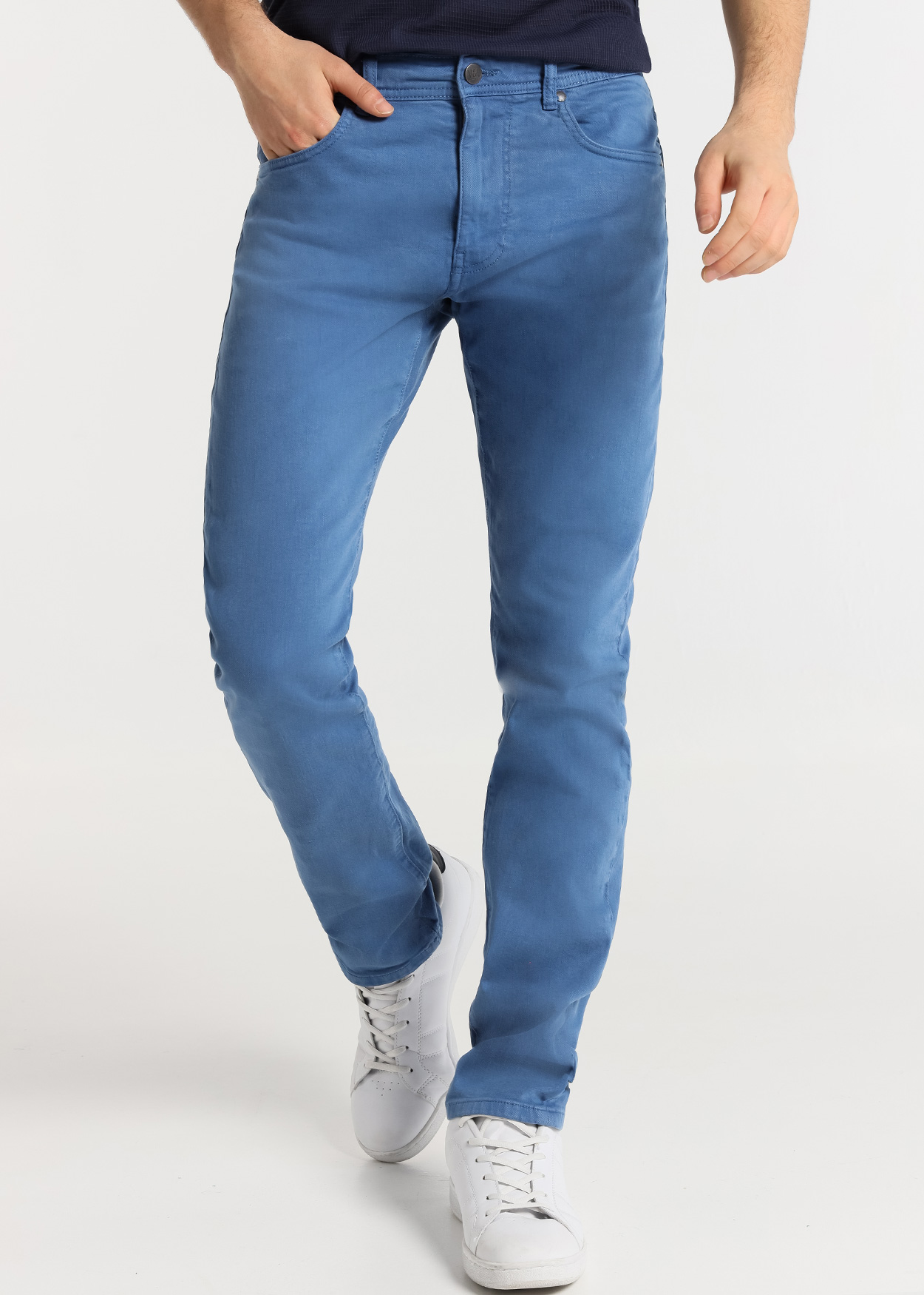 Calças slim com cinto Homem Azul