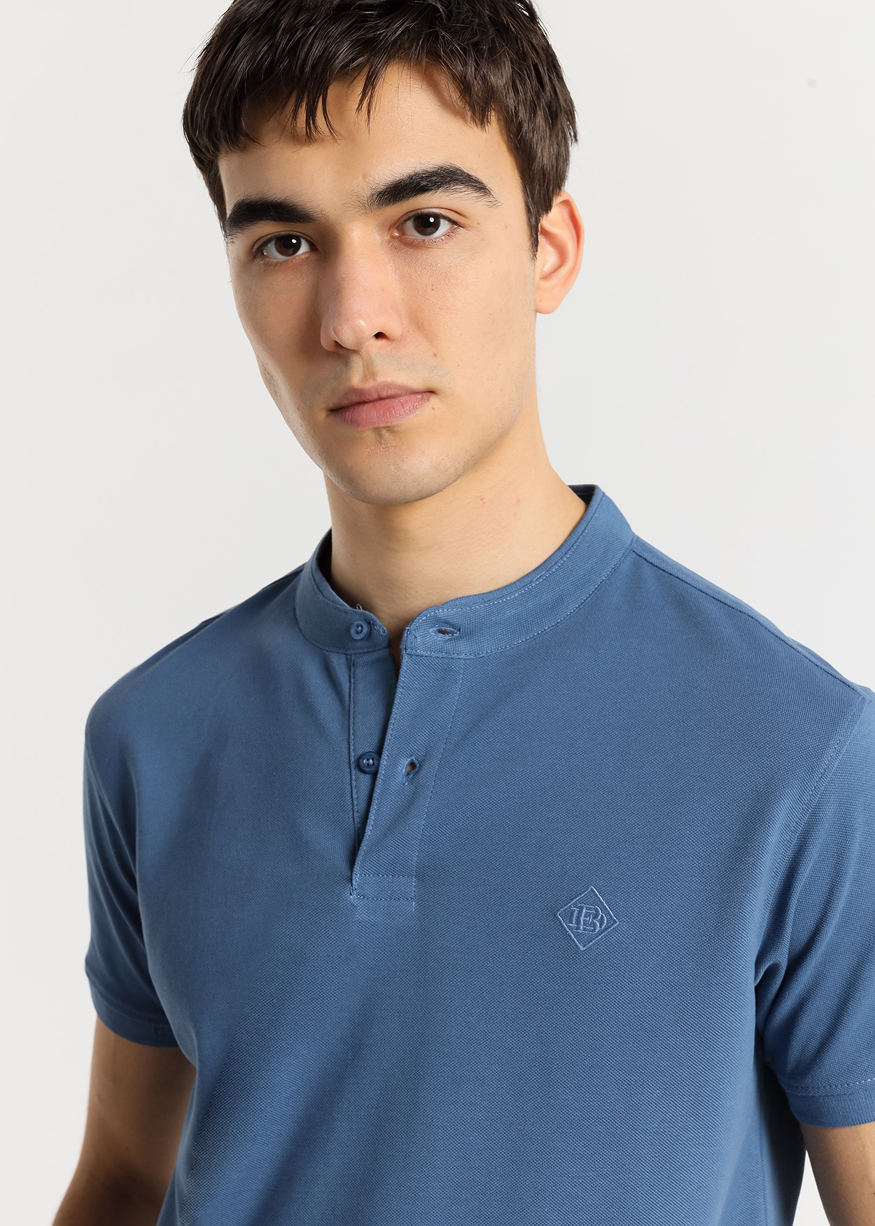 Pólo clássico de manga curta Azul