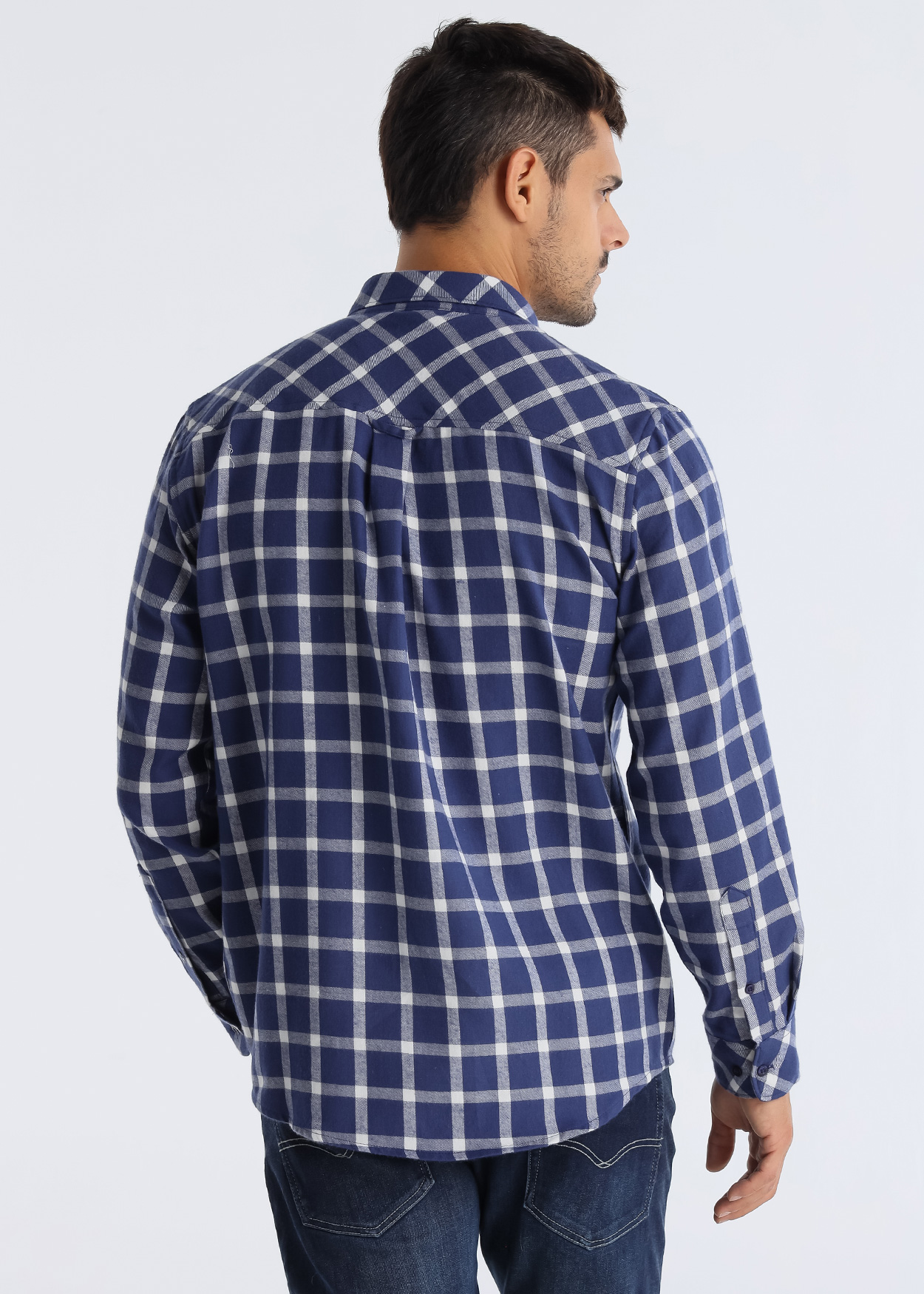 Camisa de flanela xadrez Homem Azul