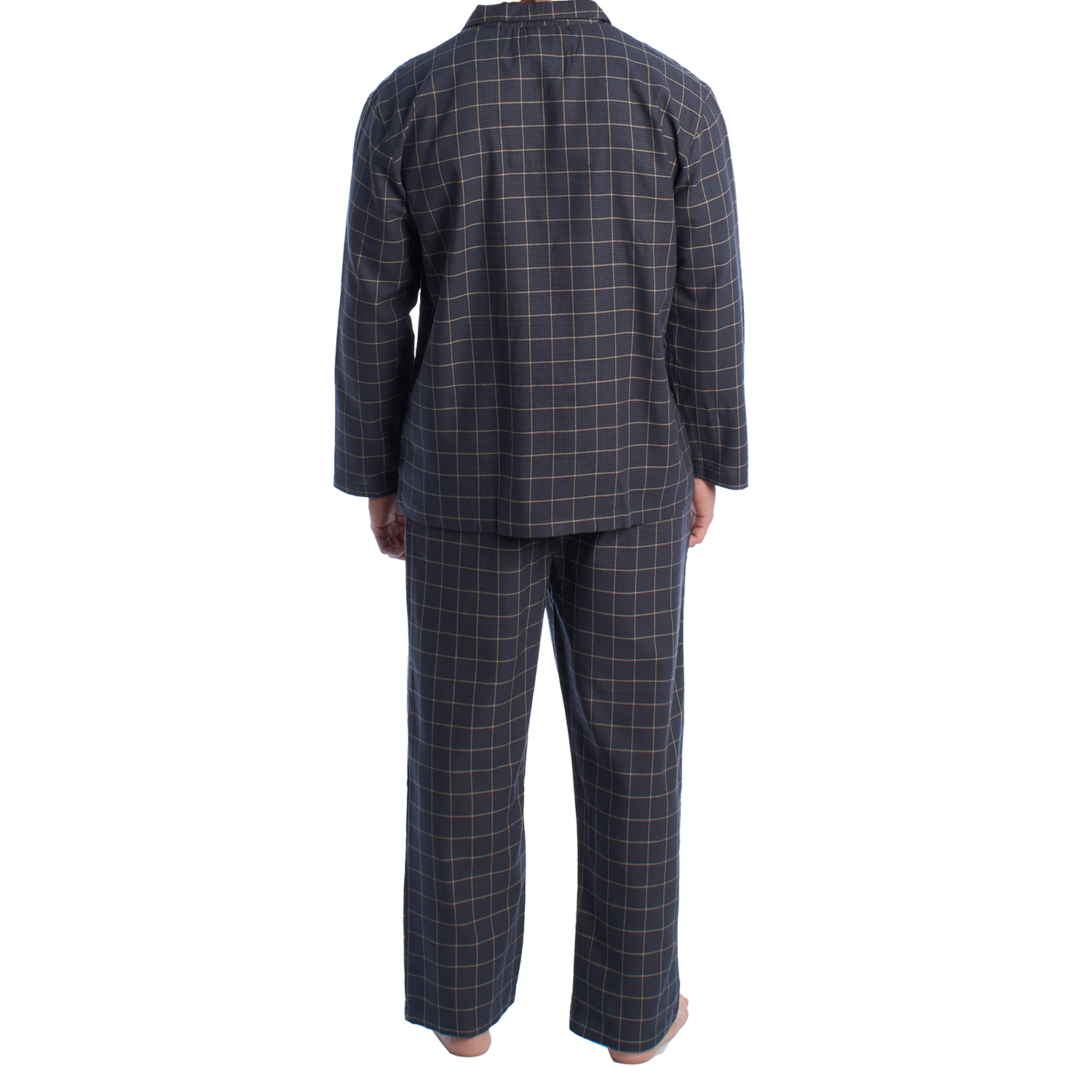 Pijama de Manga Comprida Preto-Bege