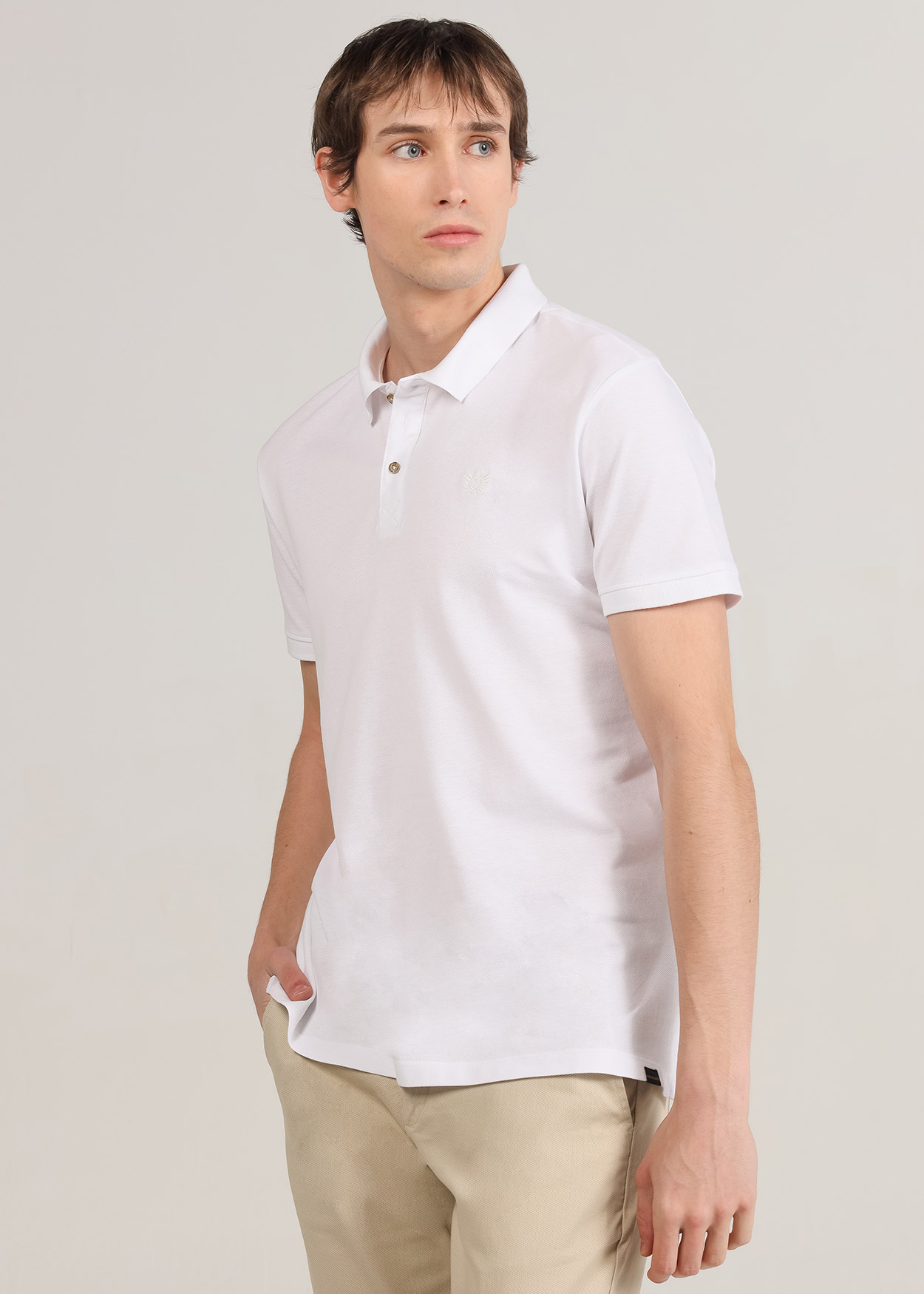 Pólo de piqué de manga curta Branco