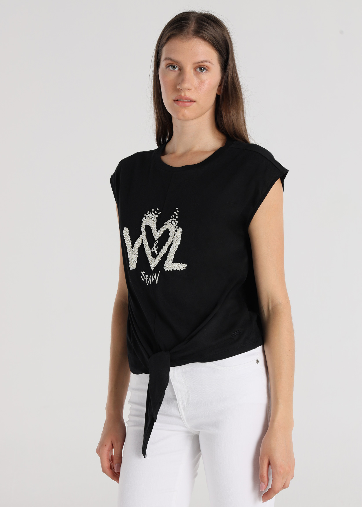 T-Shirt com nó Senhora Preto