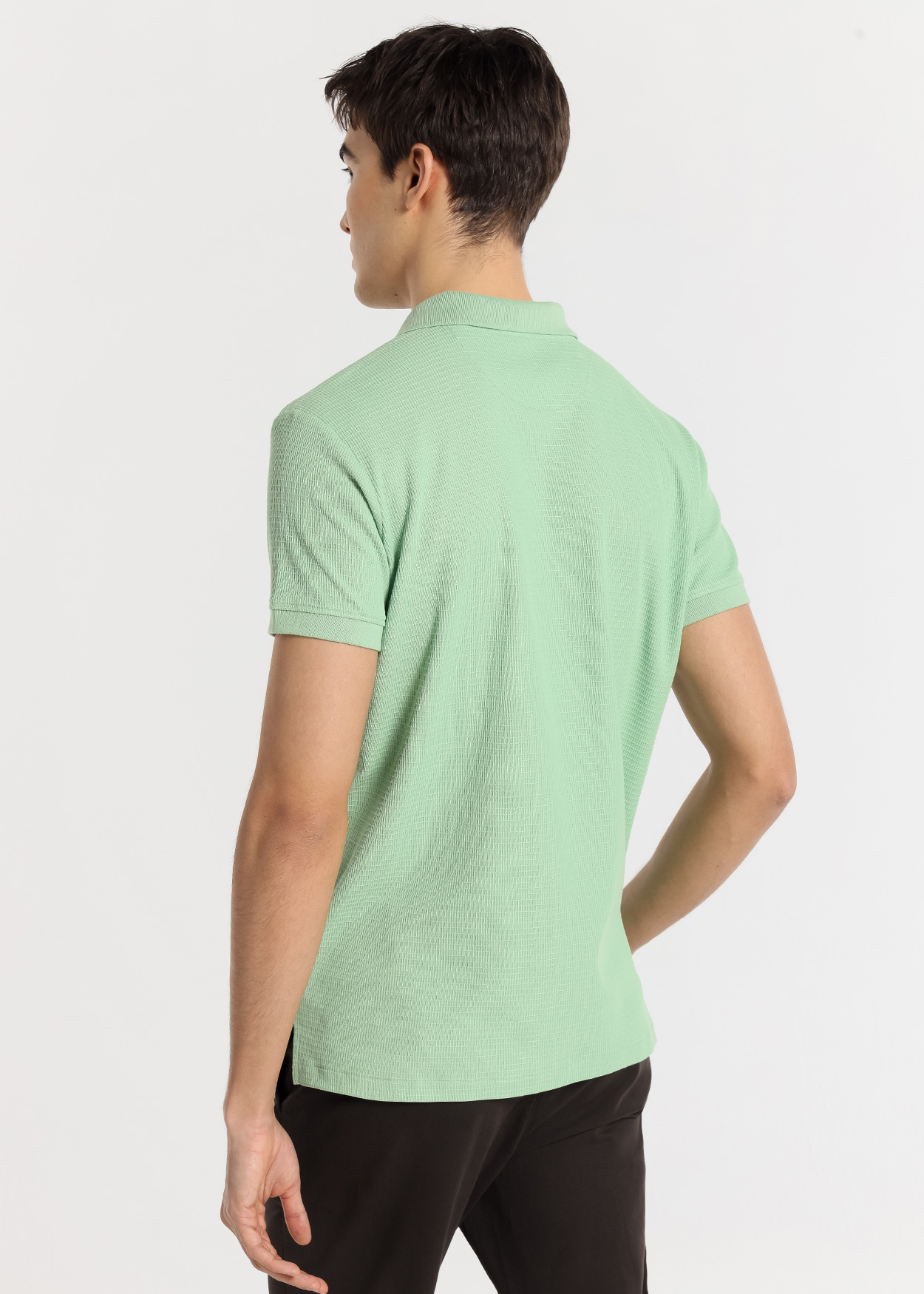 Pólo manga curta em malha jacquard estilo clássico Verde