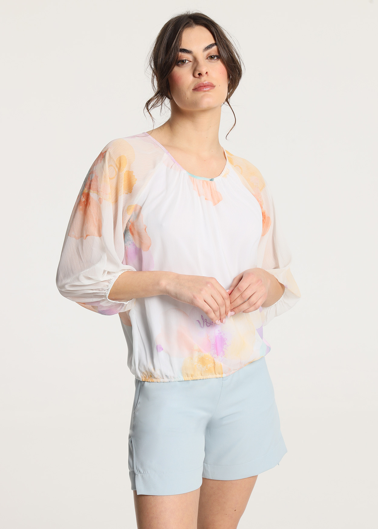 Blusa com mangas bufantes Senhora Multicolorido