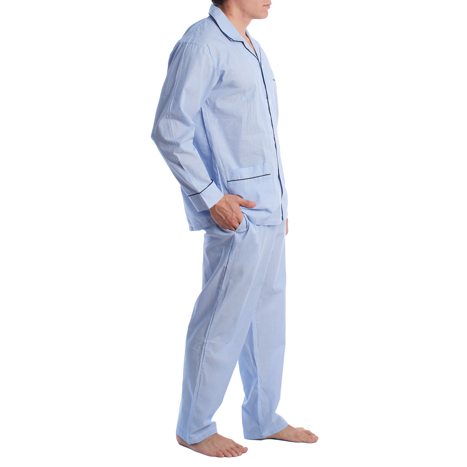 Pijama de Manga Comprida Azul Claro