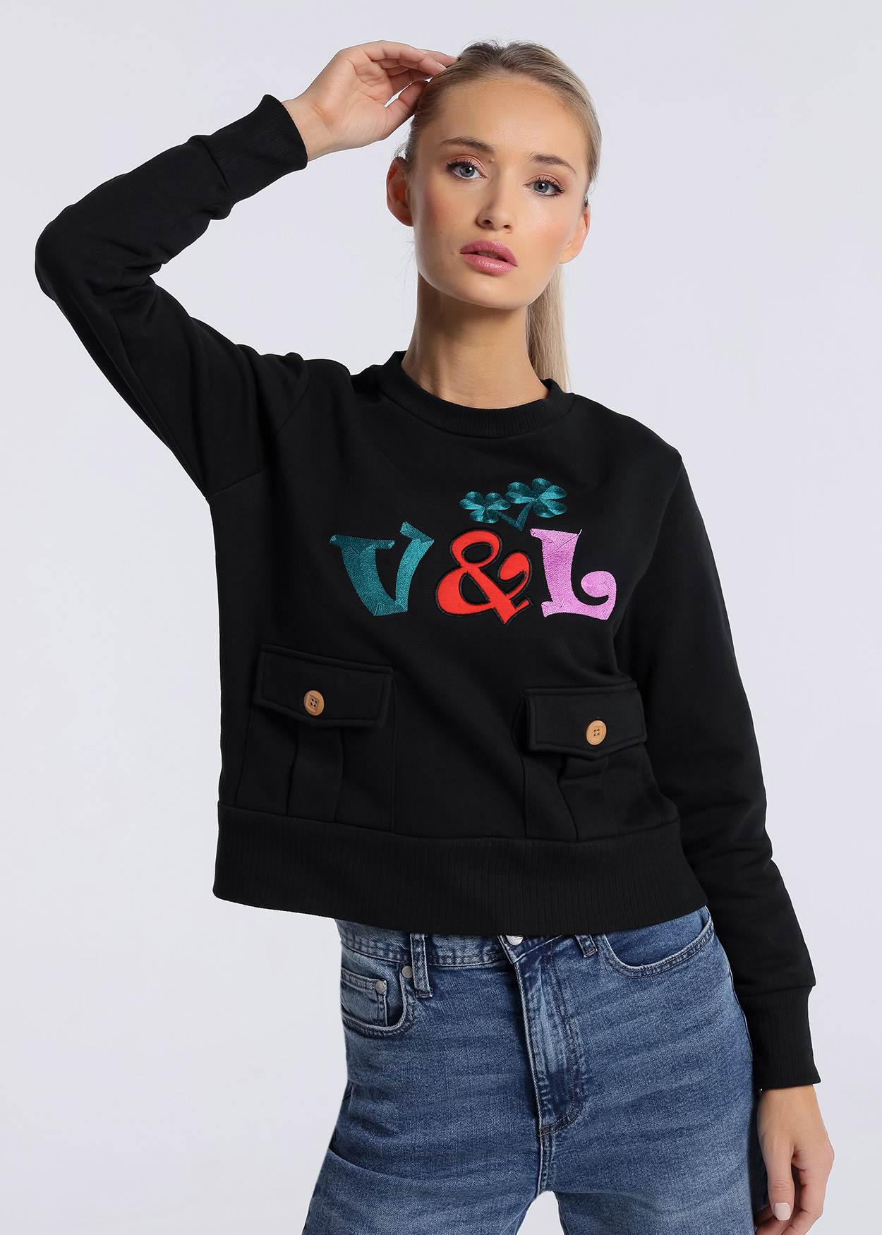 Sweatshirt Senhora Preto