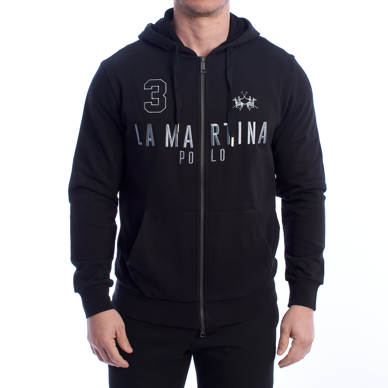 Sweatshirt Homem Regular Fit com Fecho e Capuz Preto