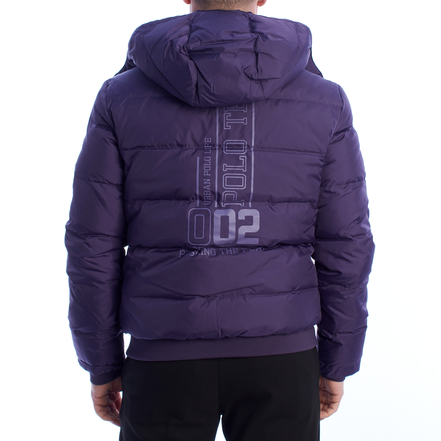 Casaco Acolchoado Homem com Capuz Roxo