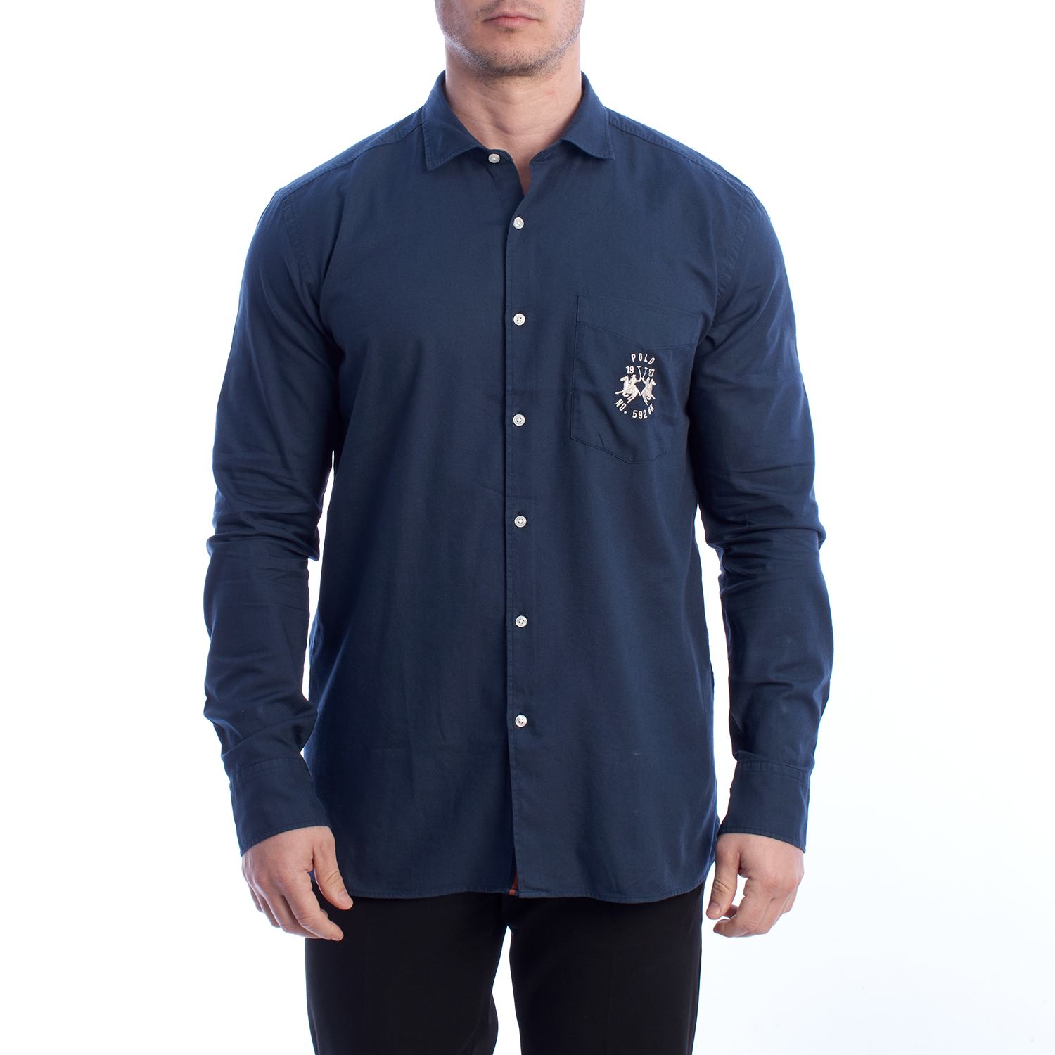 Camisa Oxford Homem Azul