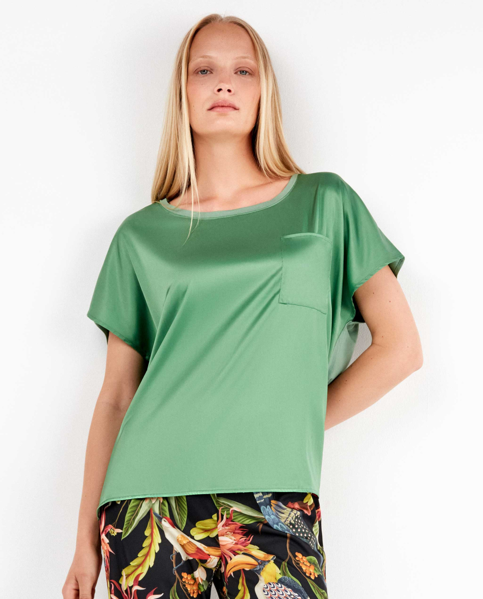 Blusa de cetim Verde