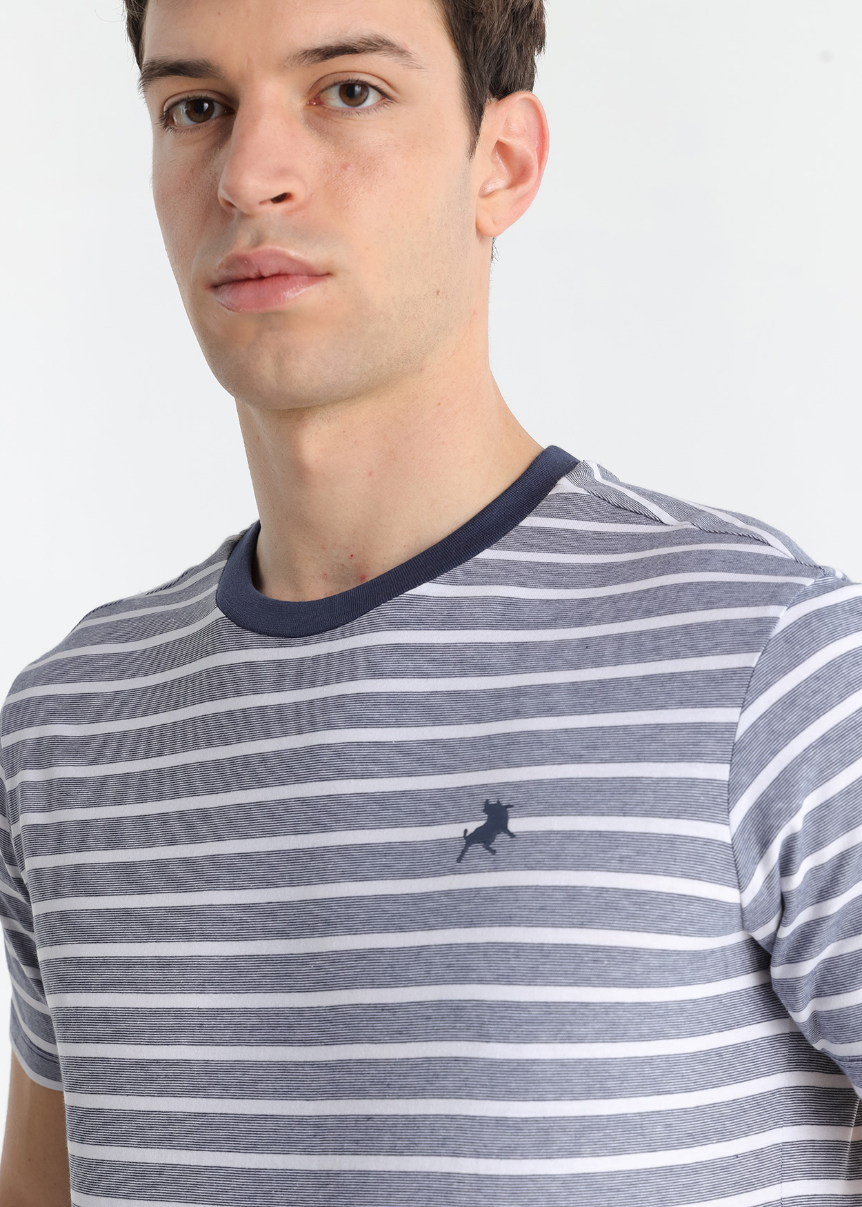 T-Shirt Riscas Homem Azul