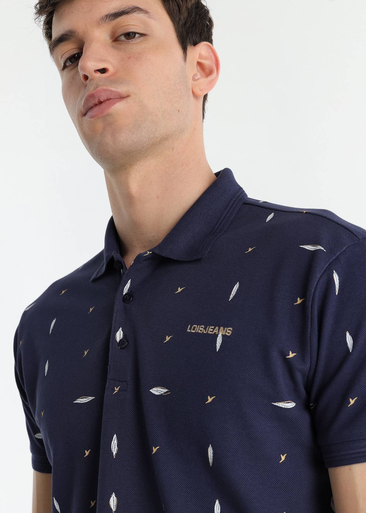 Pólo Estampado Homem Azul