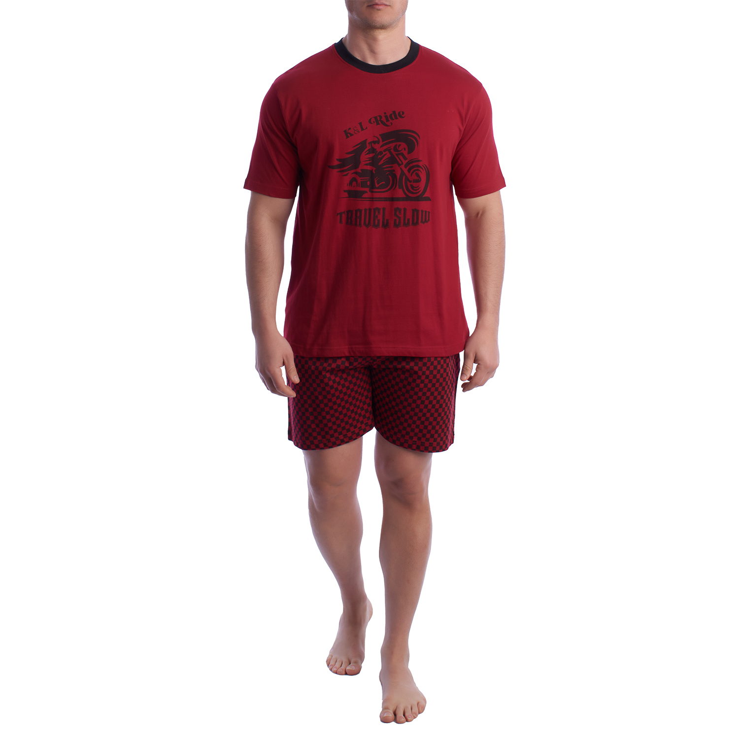 Pijama de Manga Curta Bordo