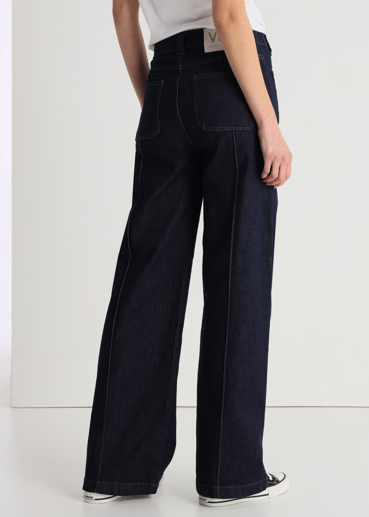 Calças de Ganga Larga Senhora Azul