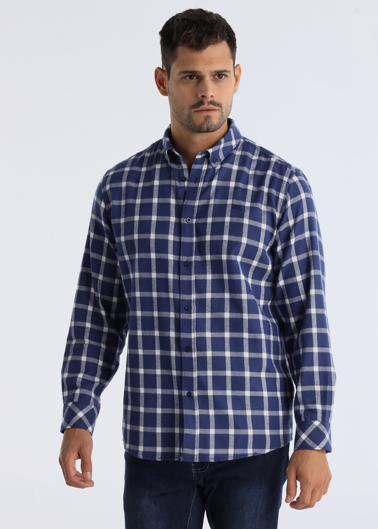 Camisa de flanela xadrez Homem Azul