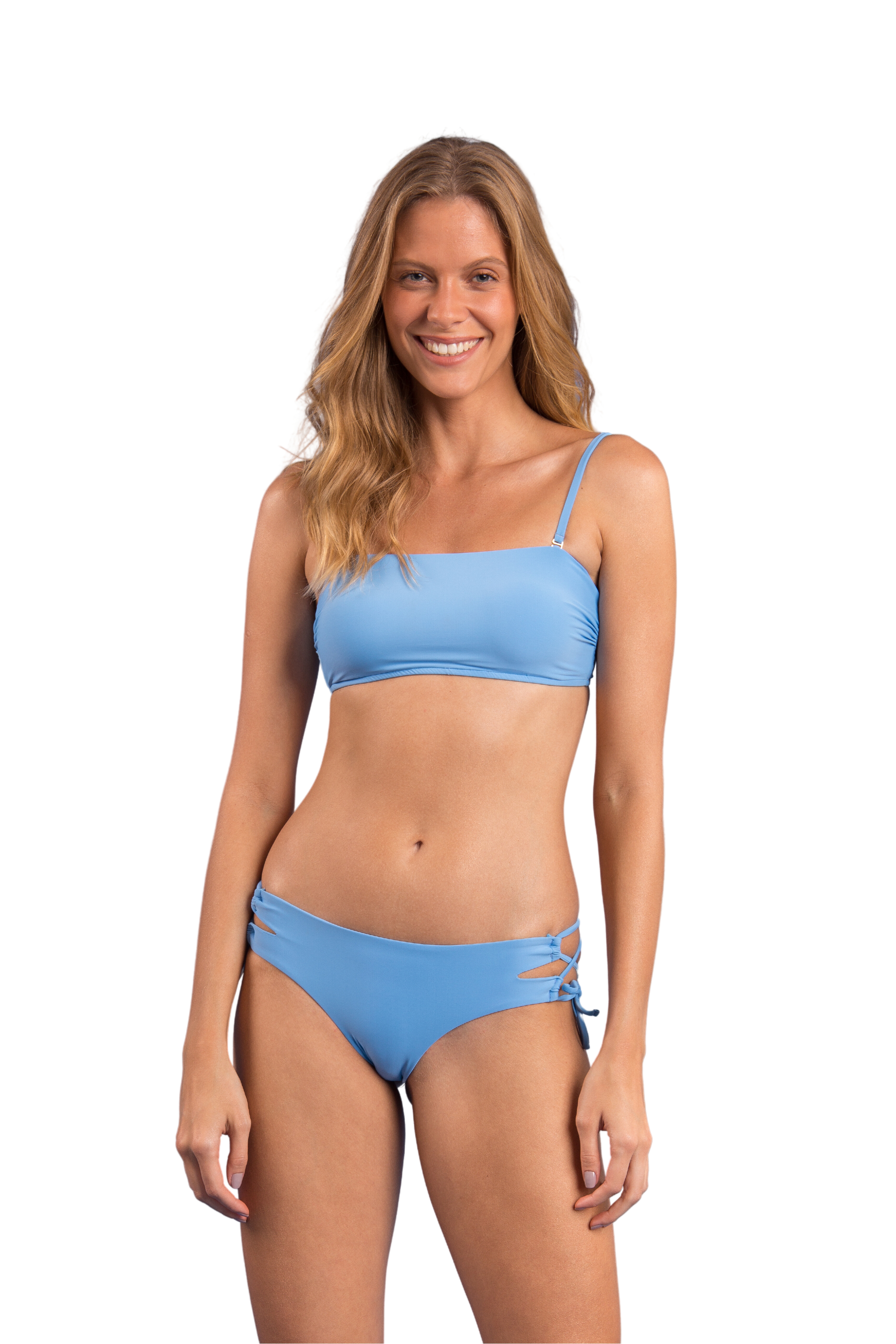 Top Biquini Baltico Bandeau-Reto Azul