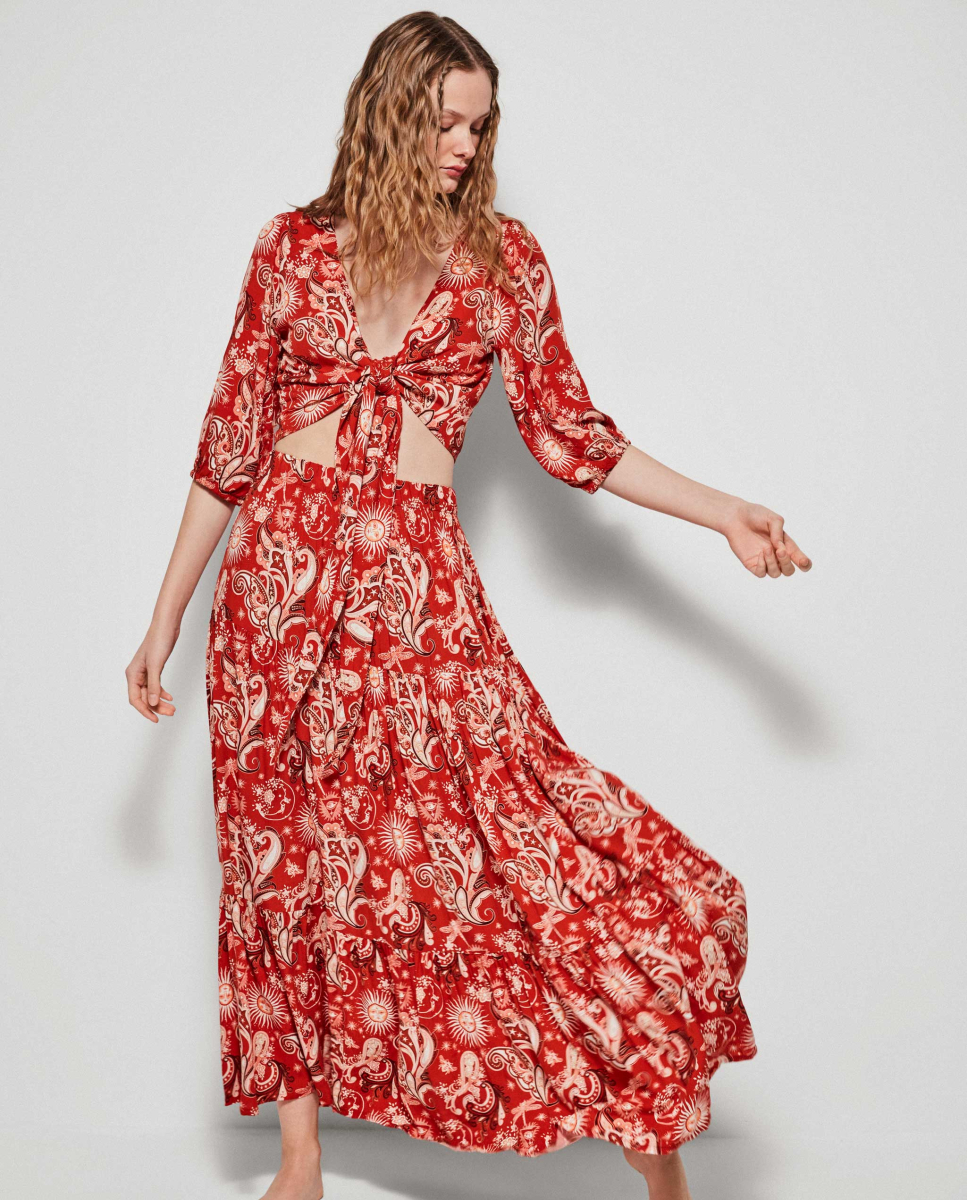 Saia Comprida Estampada MultiCor