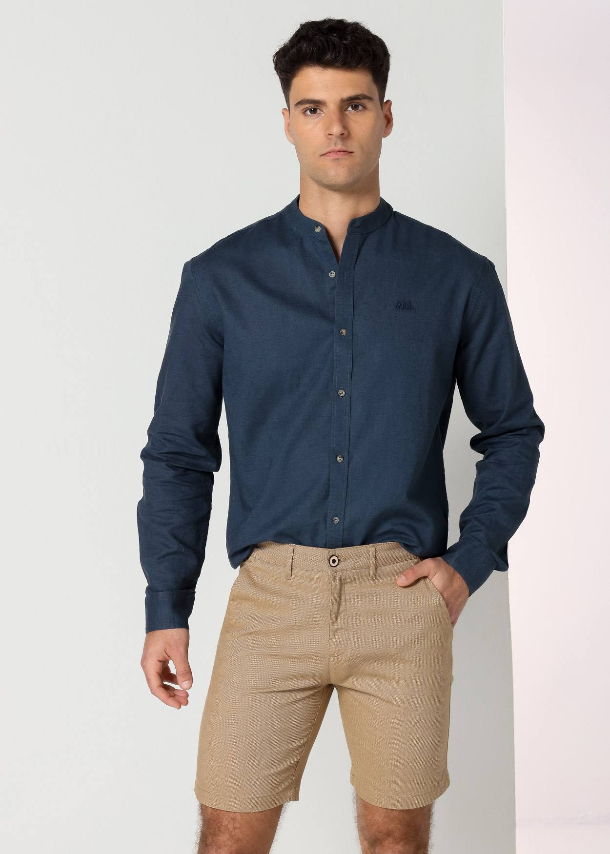 Bermuda Chino Homem Castanho