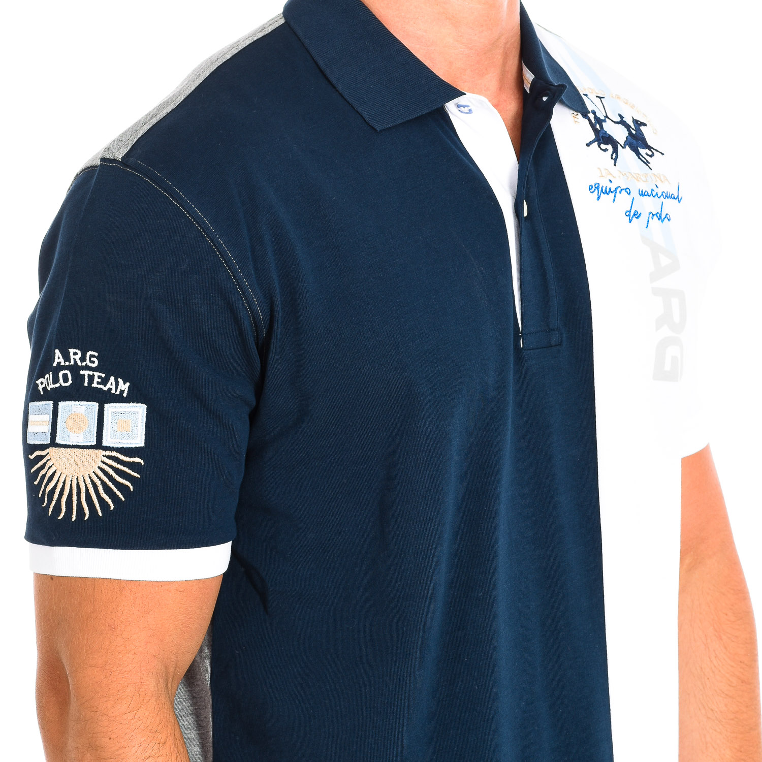 Pólo Homem Azul e Branco