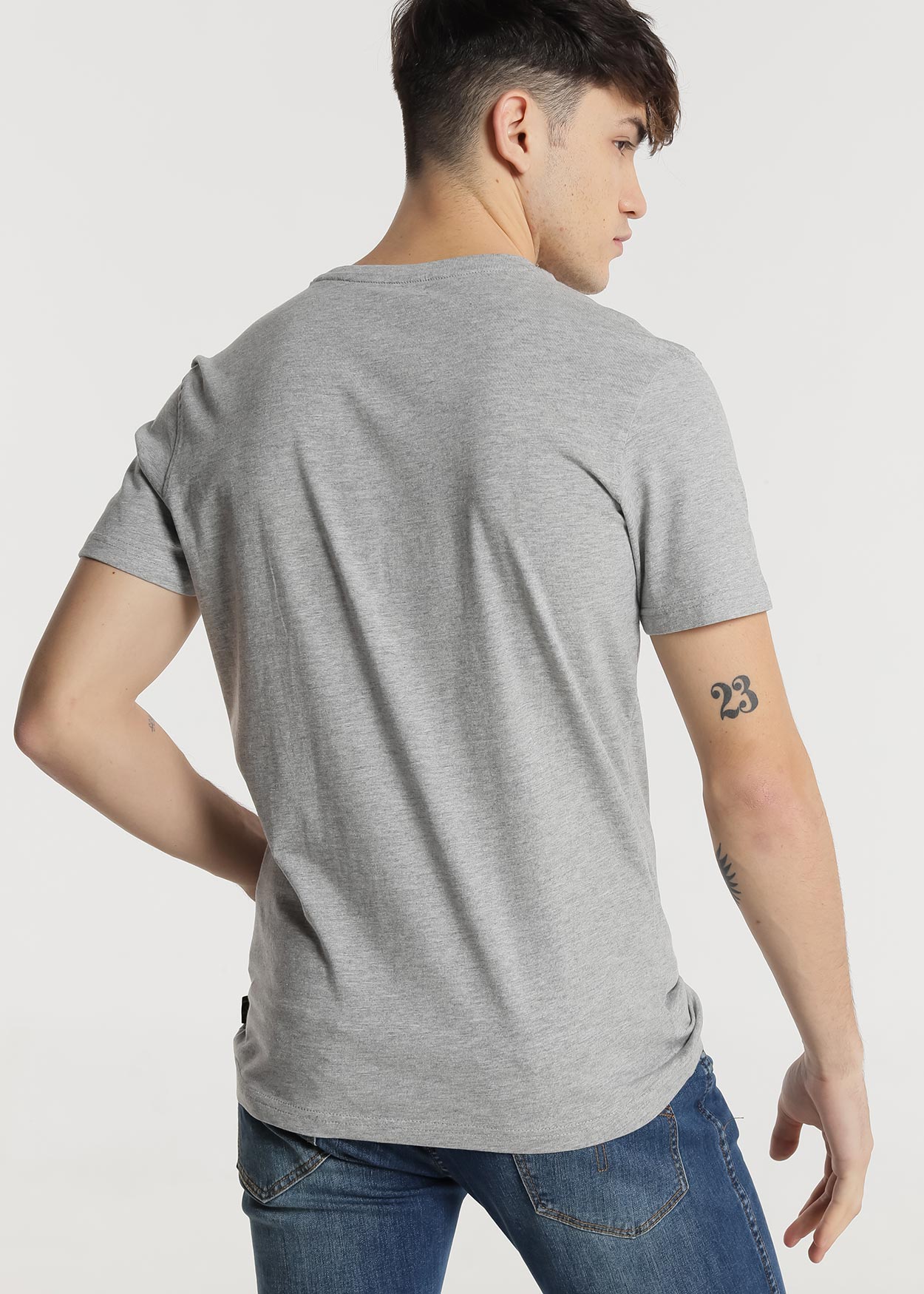 T-Shirt básica M/C logo Homem Cinzento