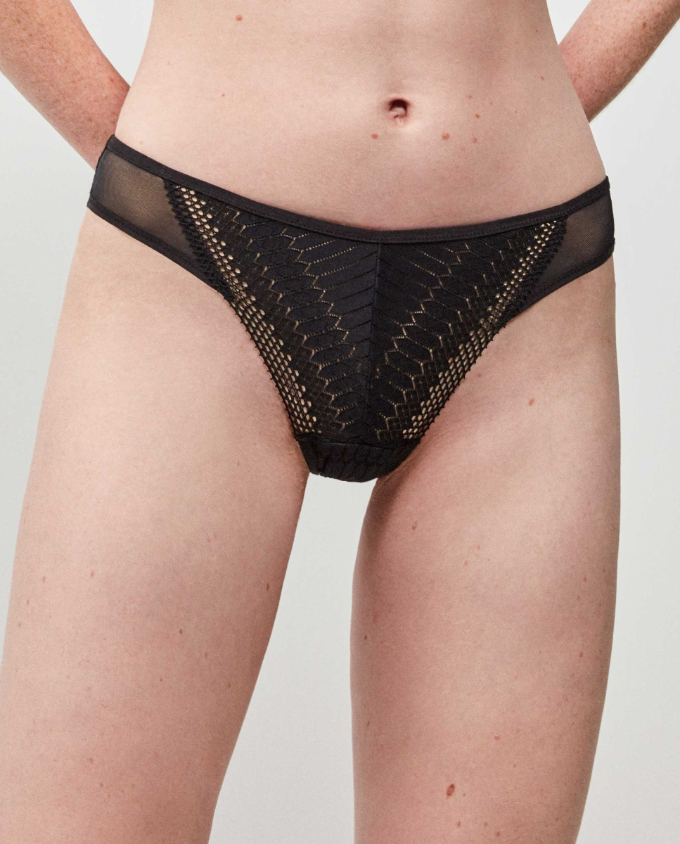 Cuecas clássicas em tecido de renda versátil Preto