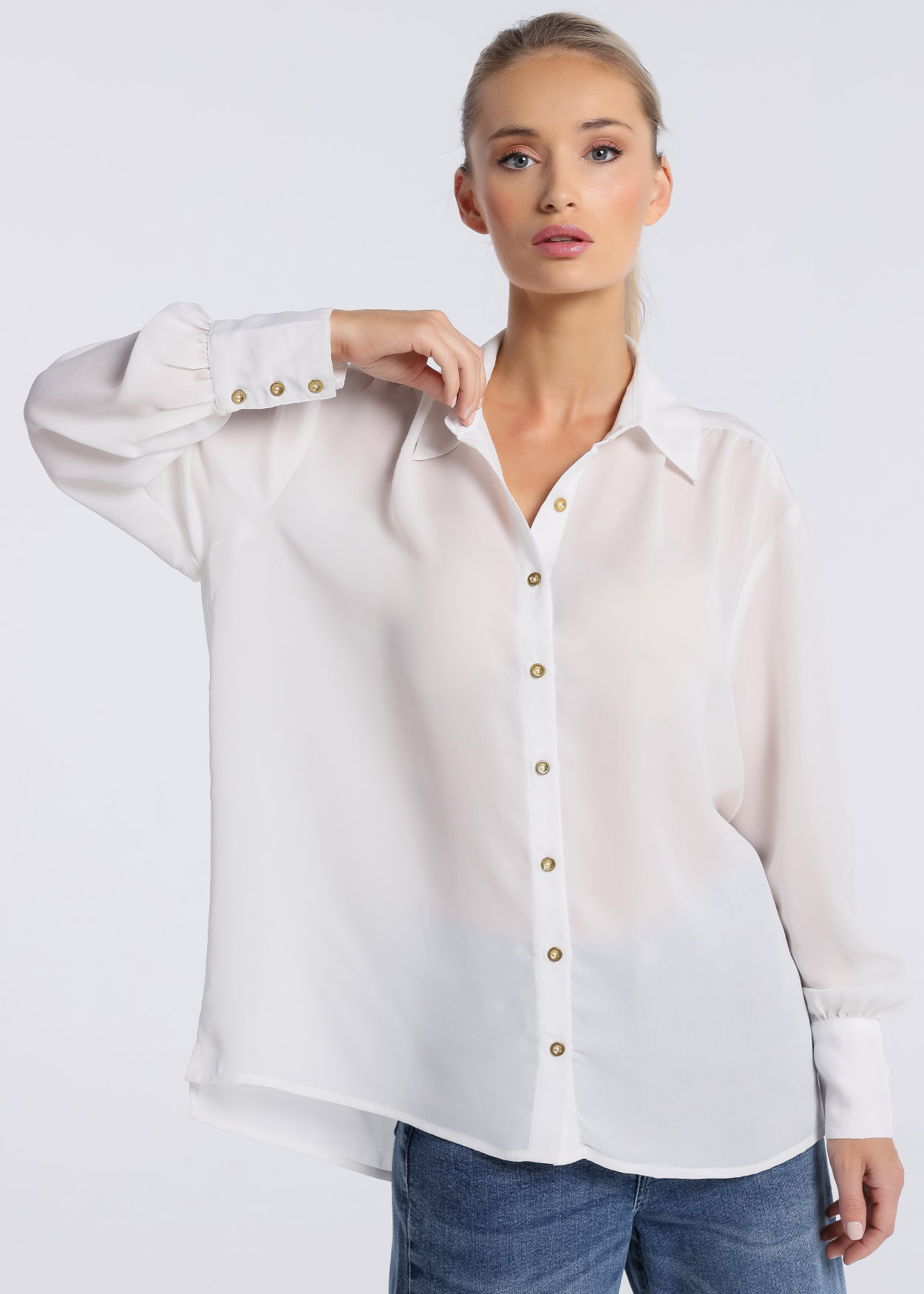 Camisa de cetim Senhora Branco