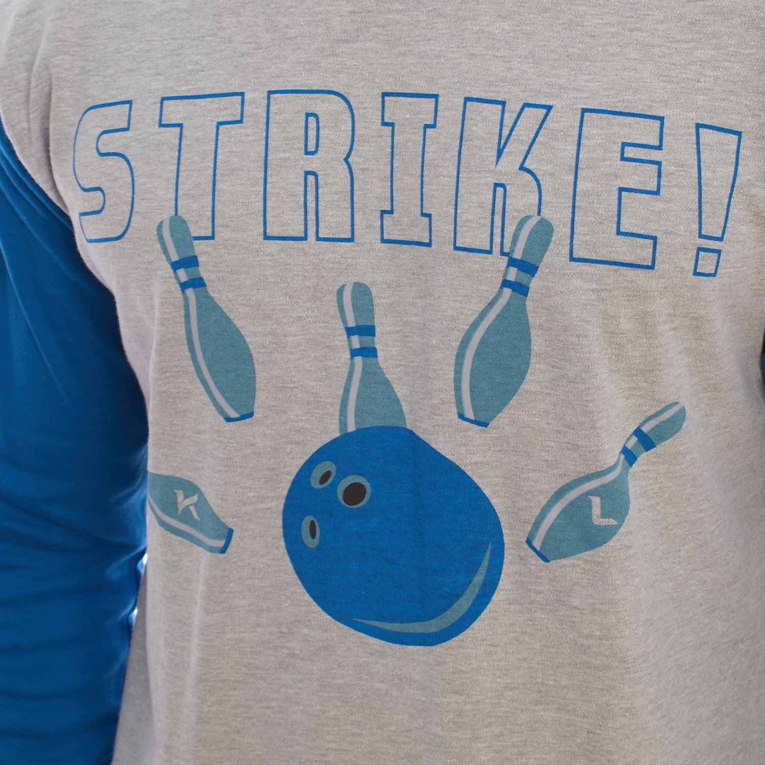 Pijama de Manga Comprida Cinza-Azul