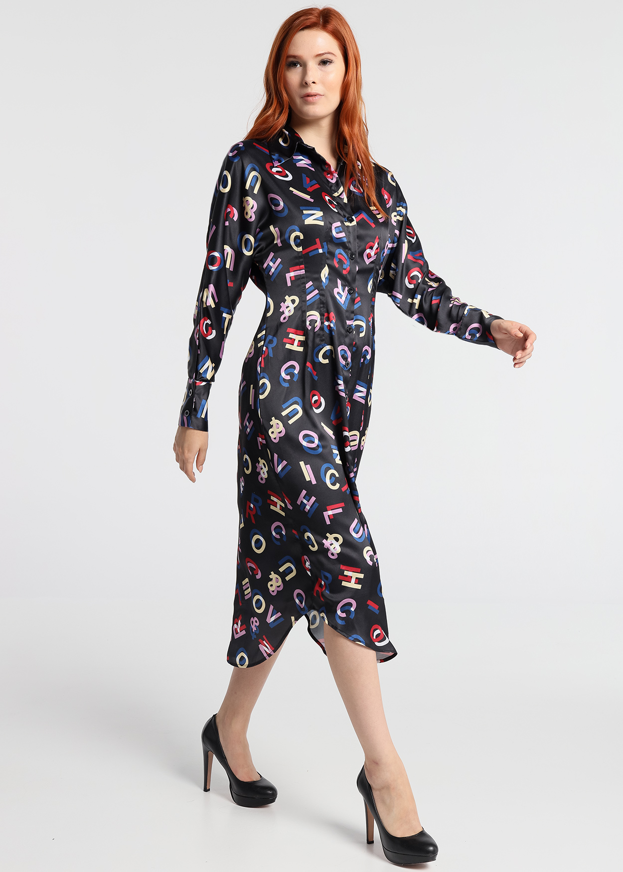 Vestido Comprido de cetim Senhora Multicolorido